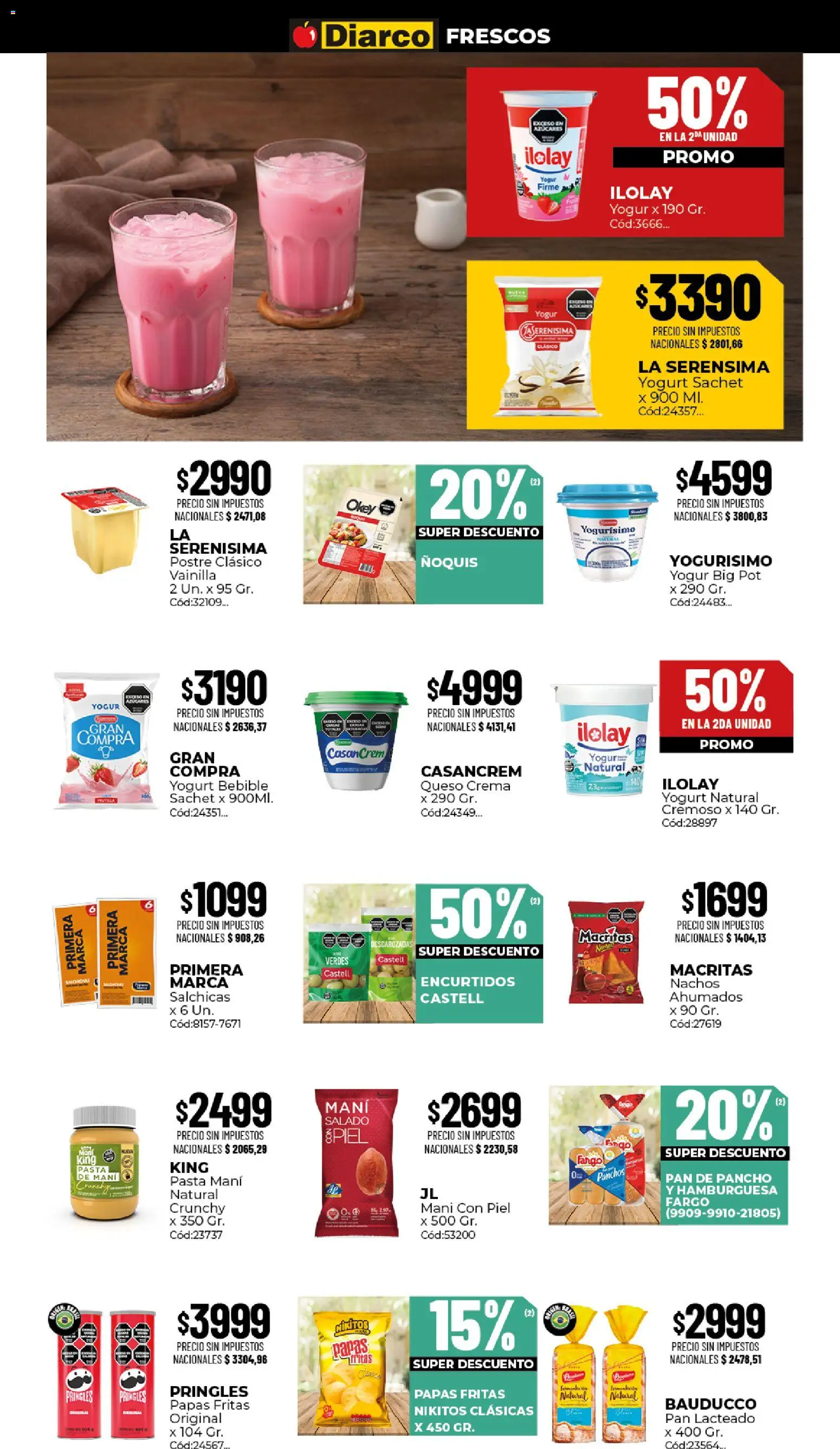 Diarco ofertas │ válido desde el 24/08/2026 | Página: 11 | Productos: Queso crema, Papas, Queso, Pan