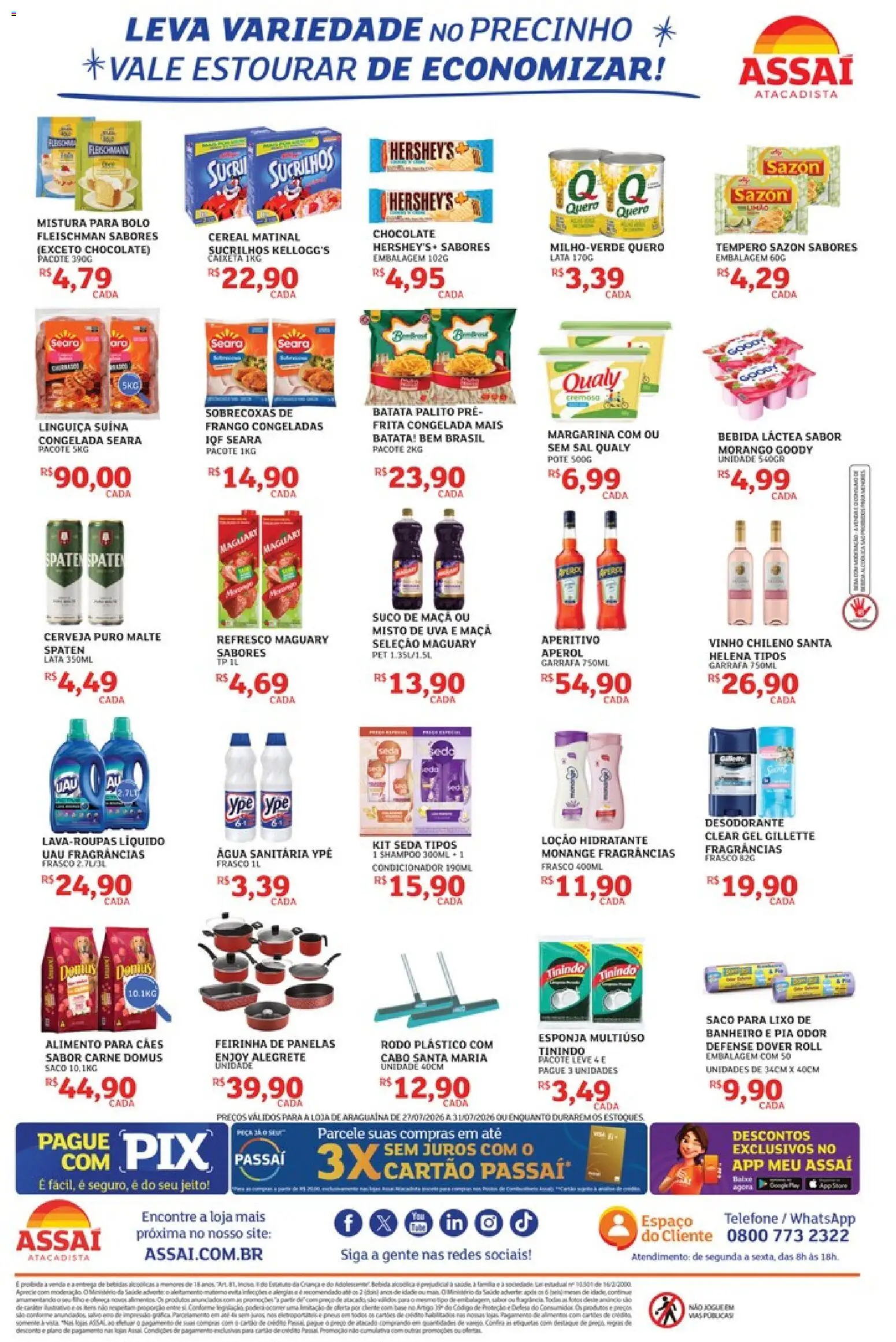 Assaí Atacadista Folheto - válido de 27/07/2026 | Página: 2 | Produtos: Shampoo, Vinho, Cerveja, Mistura para bolo