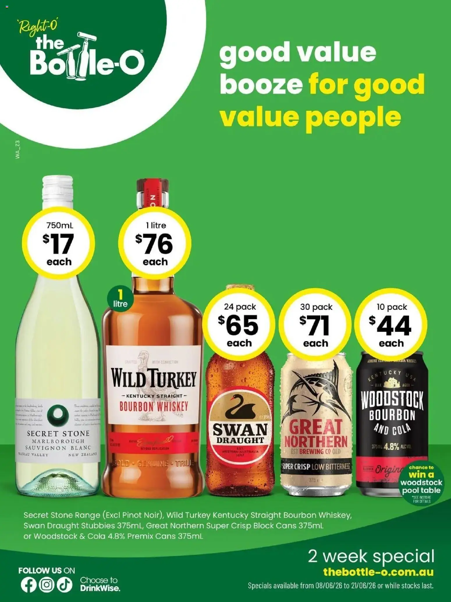 The Bottle-O catalogue - valid from 08.06.2026 | Page: 1 | Products: Table, Bourbon, Whiskey, Turkey