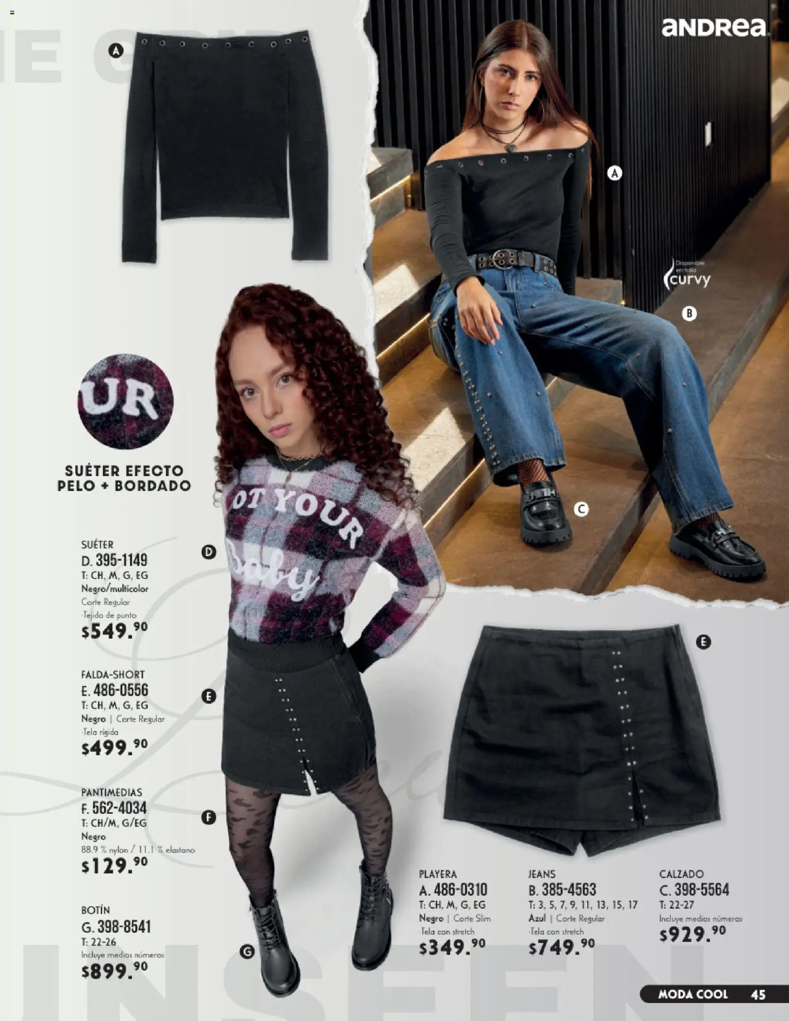 Nuevas ofertas de Andrea válidas en toda la República Mexicana desde el 23/08/2026. ¡Encuentra las mejores ofertas en Andrea catálogo Vestir! | Página: 45 | Productos: Suéter, Playera, Botín