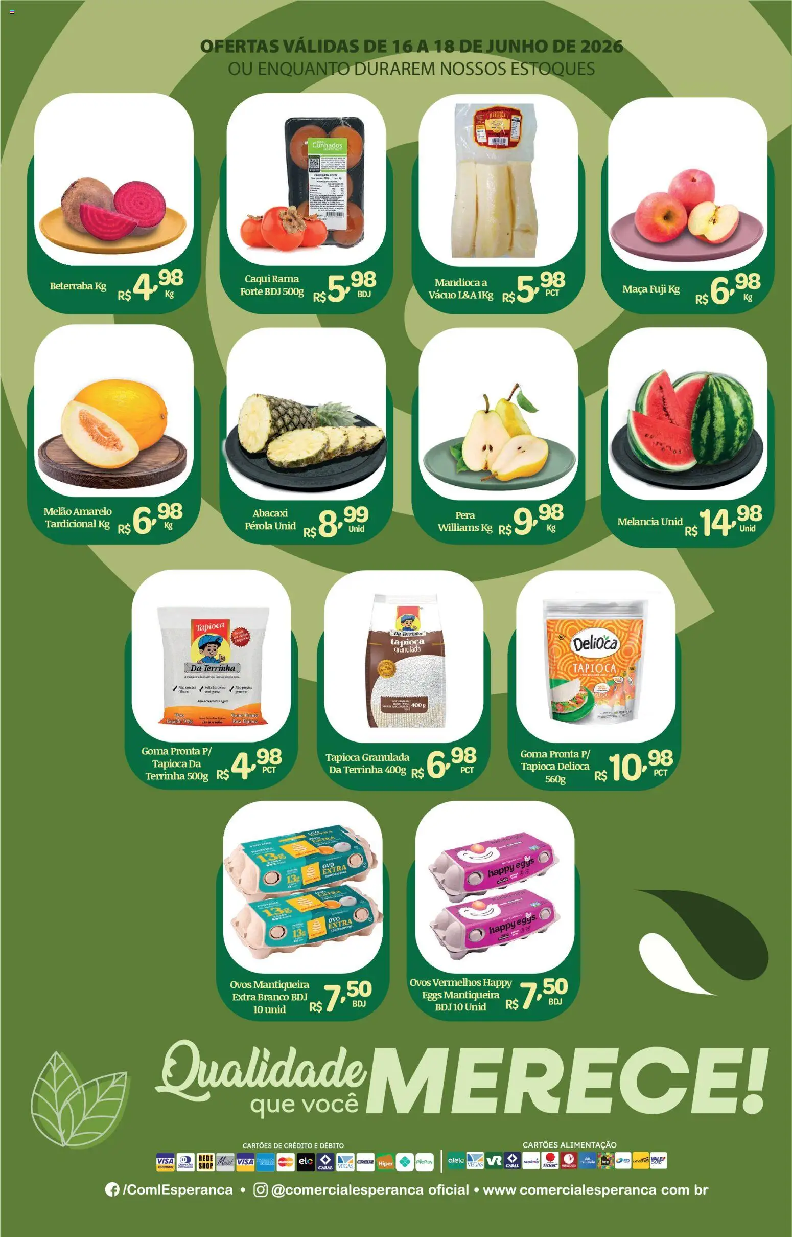 Comercial Esperança Folheto - válido de 16.06.2026 | Página: 2 | Produtos: Beterraba, Mandioca, Ovos, Abacaxi