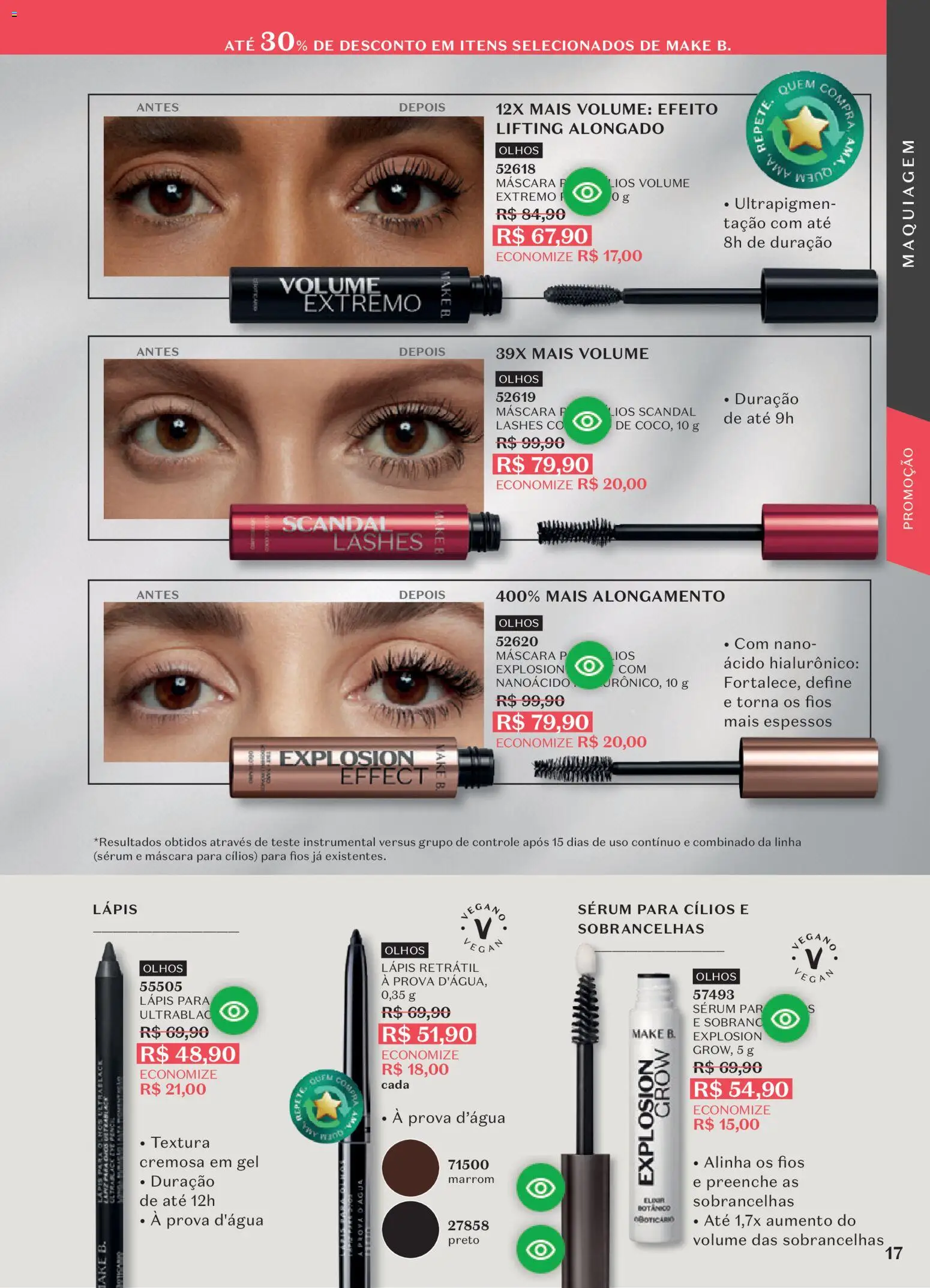 O Boticário Folheto - válido de 10/08/2026 | Página: 21 | Produtos: Maquiagem, Máscara para cílios, Lápis, Sérum