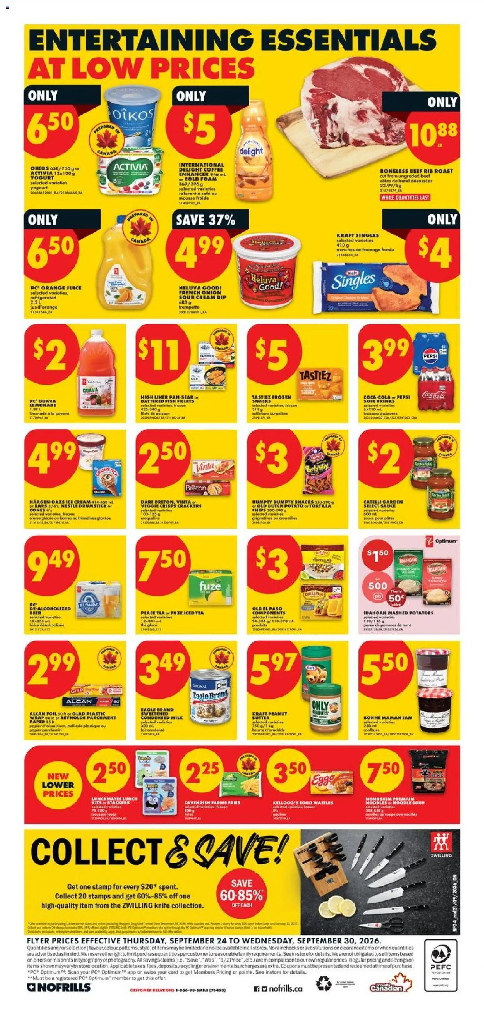 No Frills flyer valid from Sep 24, 2026 | Page: 5 | Products: Condensed milk, Tortillas, Crisps, Butter
