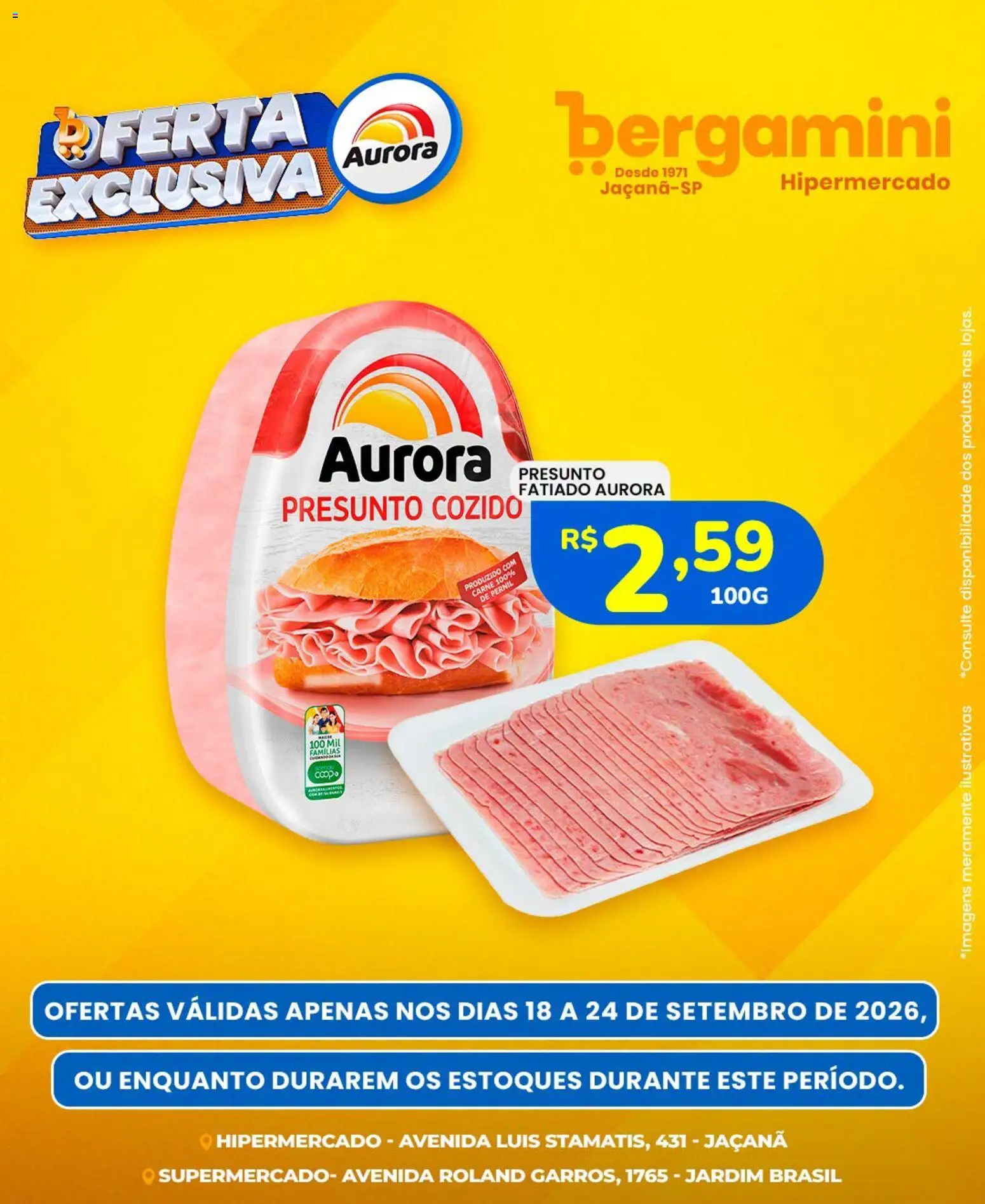Supermercado Bergamini Folheto - válido de 18/09/2026 | Página: 4 | Produtos: Pernil, Presunto, Carne