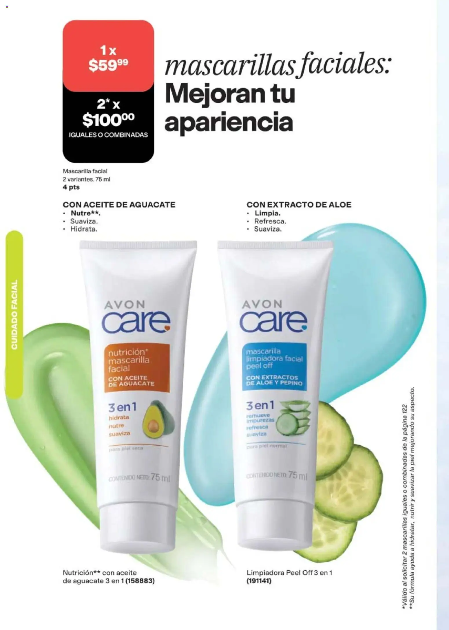 Nuevas ofertas de AVON válidas en toda la República Mexicana desde el 10/07/2026. ¡Encuentra las mejores ofertas en AVON campaña 11 2026! | Página: 122 | Productos: Aceite, Mascarillas, Pepino, Aceite de aguacate