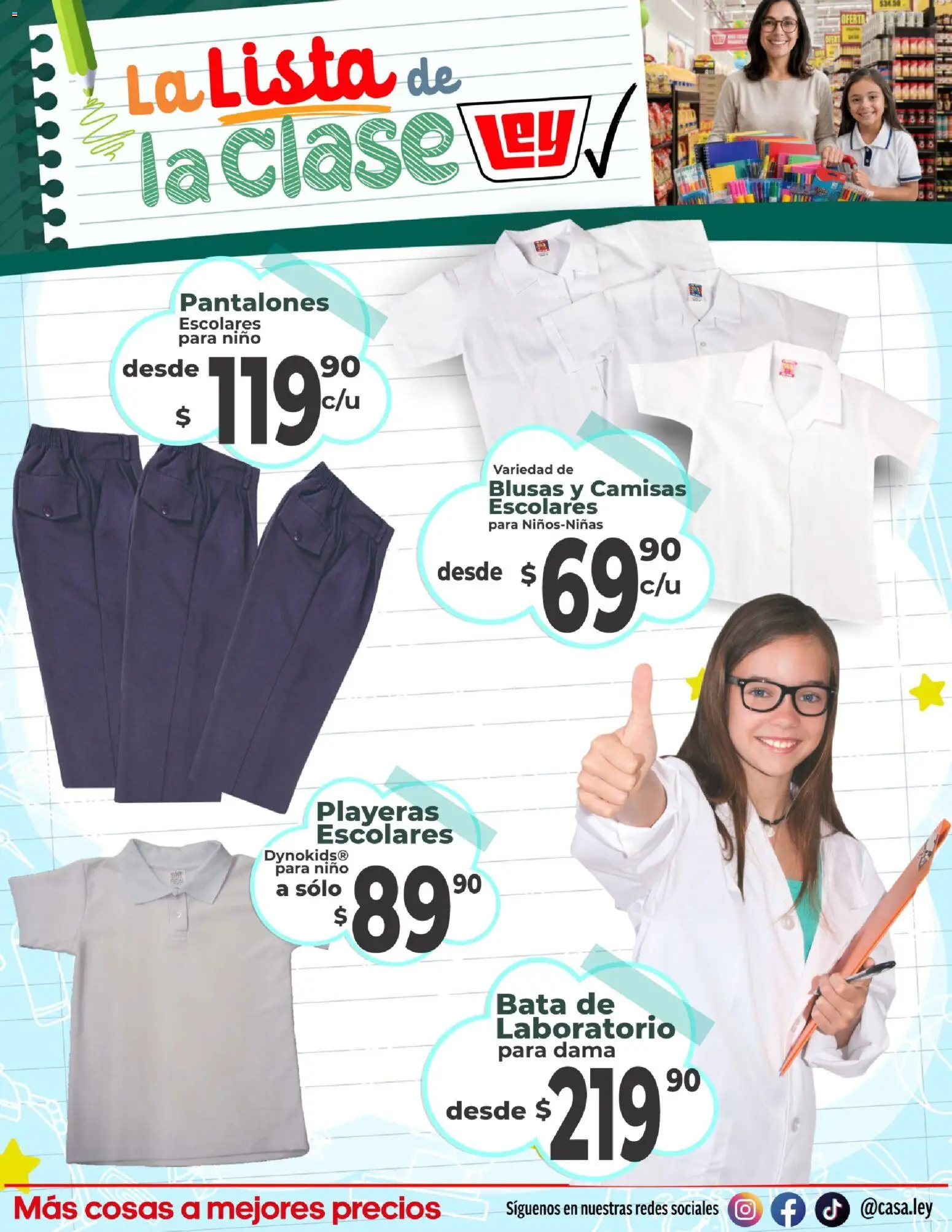 Nuevas ofertas de Casa Ley válidas en toda la República Mexicana desde el 27/08/2026. ¡Encuentra las mejores ofertas en Casa Ley folleto La Lista de la Clase! | Página: 8 | Productos: Pantalones, Bata