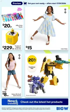 Preview of Big W catalogue - valid from 17/09/2026 | Page: 3 | Products: Denim, Linen, Cart, Transformer