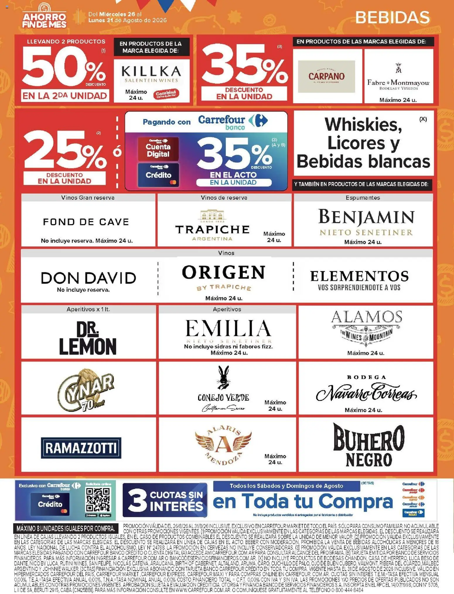 Carrefour ofertas │ válido desde el 26/08/2026 | Página: 47 | Productos: Teléfono, Cuchillo, Conejo, Bebidas
