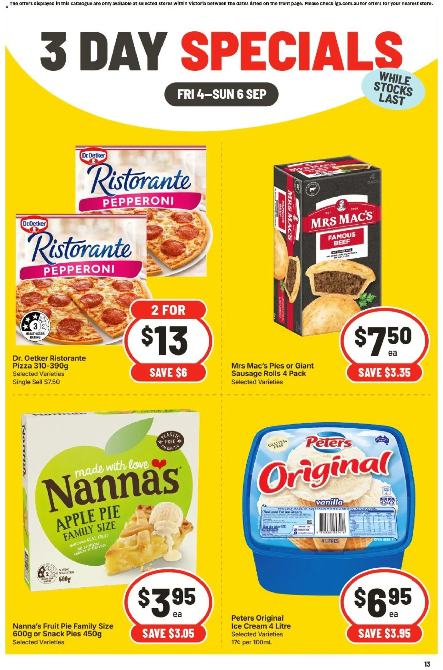 IGA catalogue - valid from 04/09/2026 | Page: 2 | Products: Pizza, Cream, Fruit, Vanilla