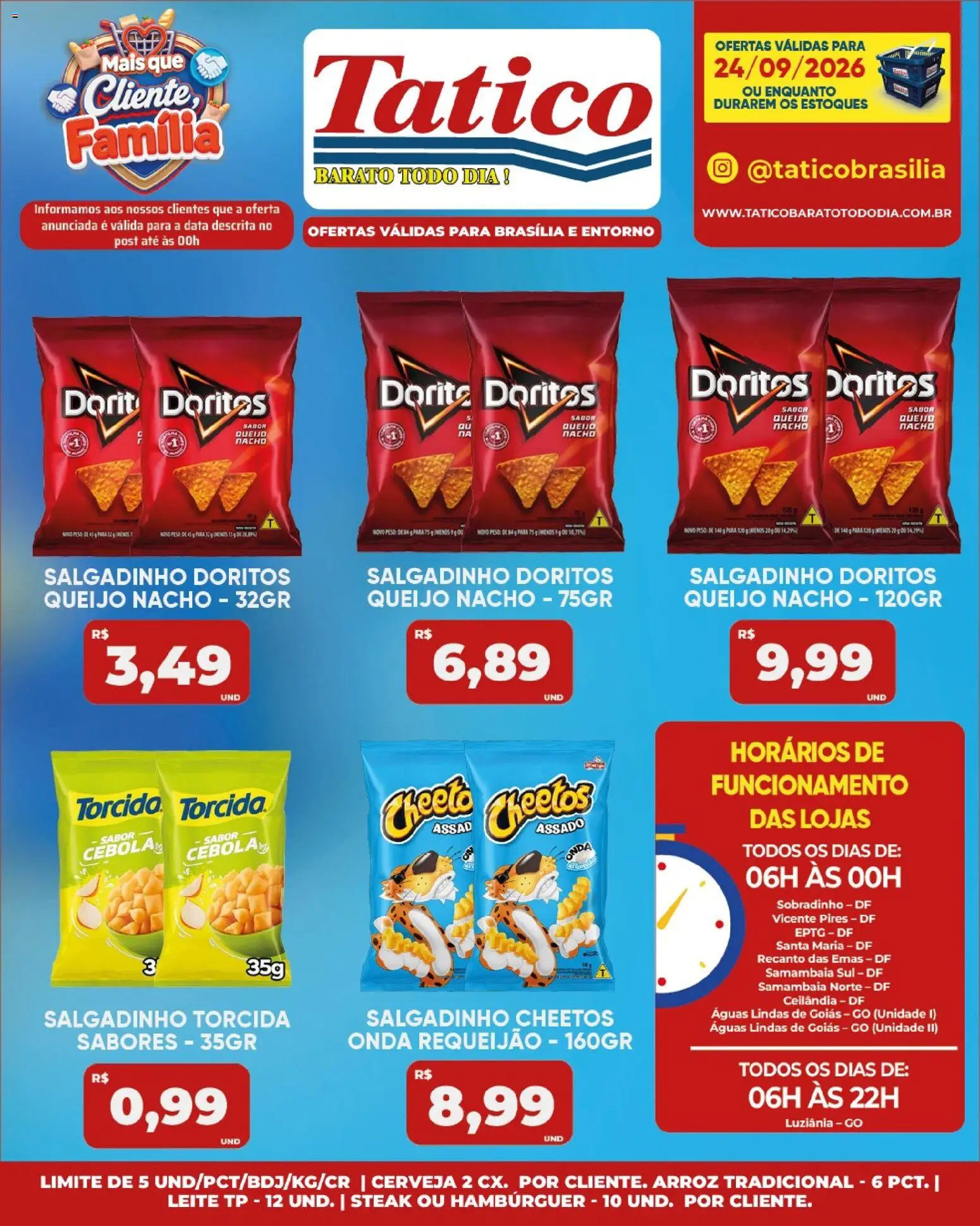 Tatico Folheto - válido de 24/09/2026 | Página: 16 | Produtos: Queijo, Cerveja, Arroz, Hambúrguer