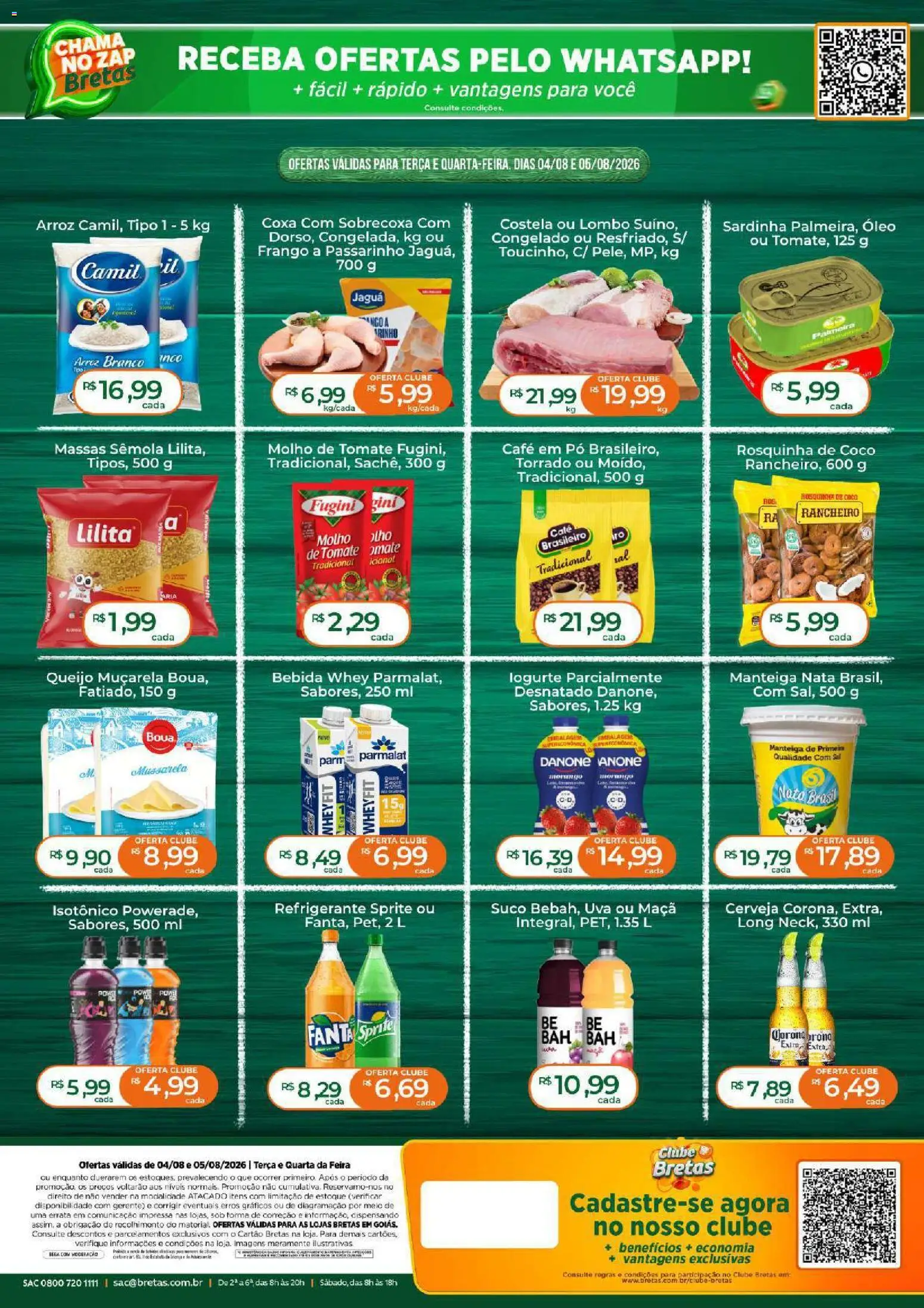 Bretas Folheto - válido de 04/08/2026 | Página: 2 | Produtos: Fanta, Manteiga, Sal, Rosquinha