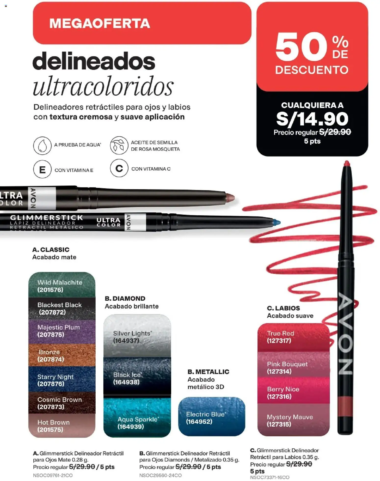 Catálogo Avon válido desde 29/08/2026 | Página: 28 | Productos: Delineador, Aceite