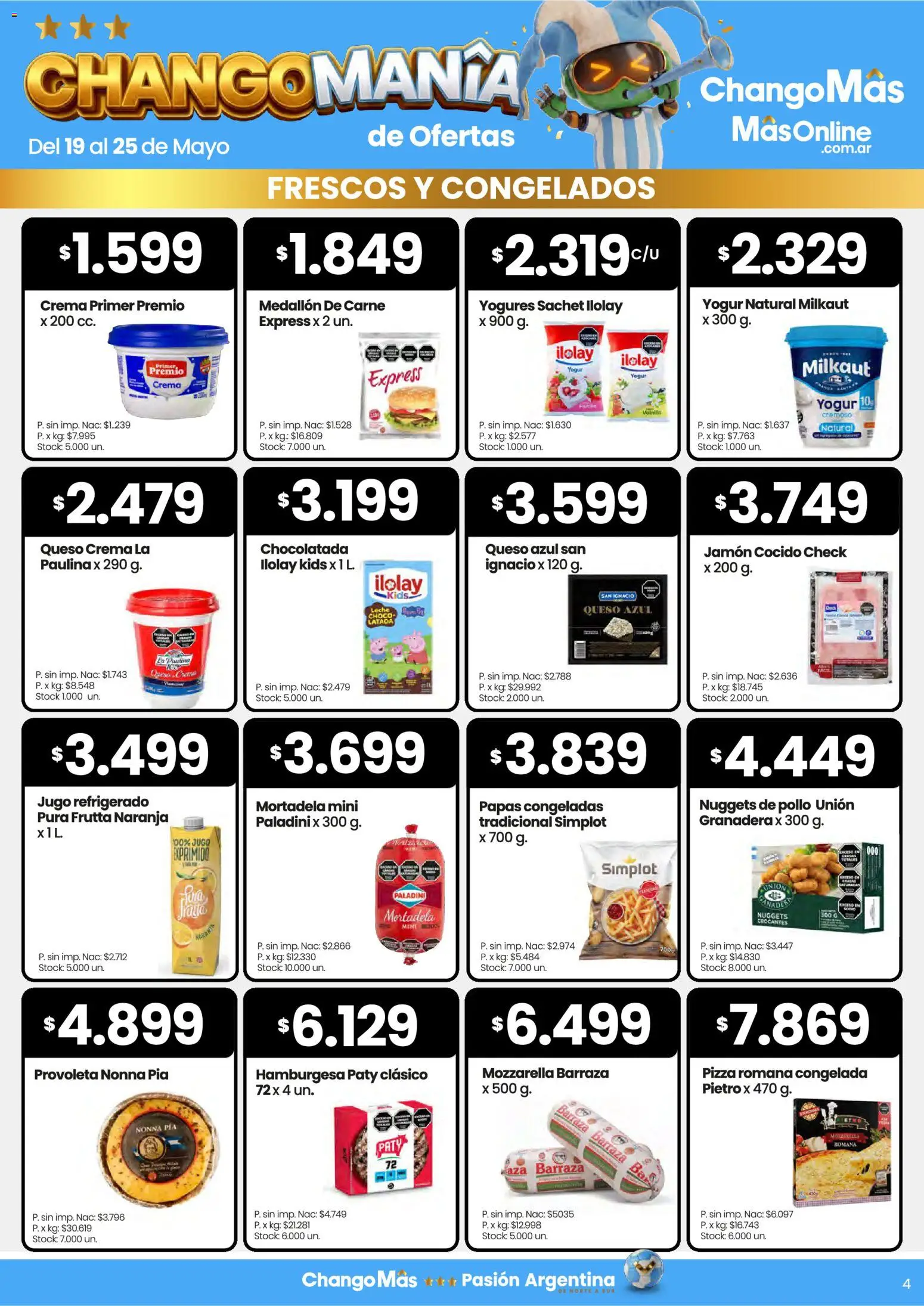 Changomas ofertas │ válido desde el 19.05.2026 | Página: 4 | Productos: Jamón cocido, Mortadela, Queso crema, Chocolatada