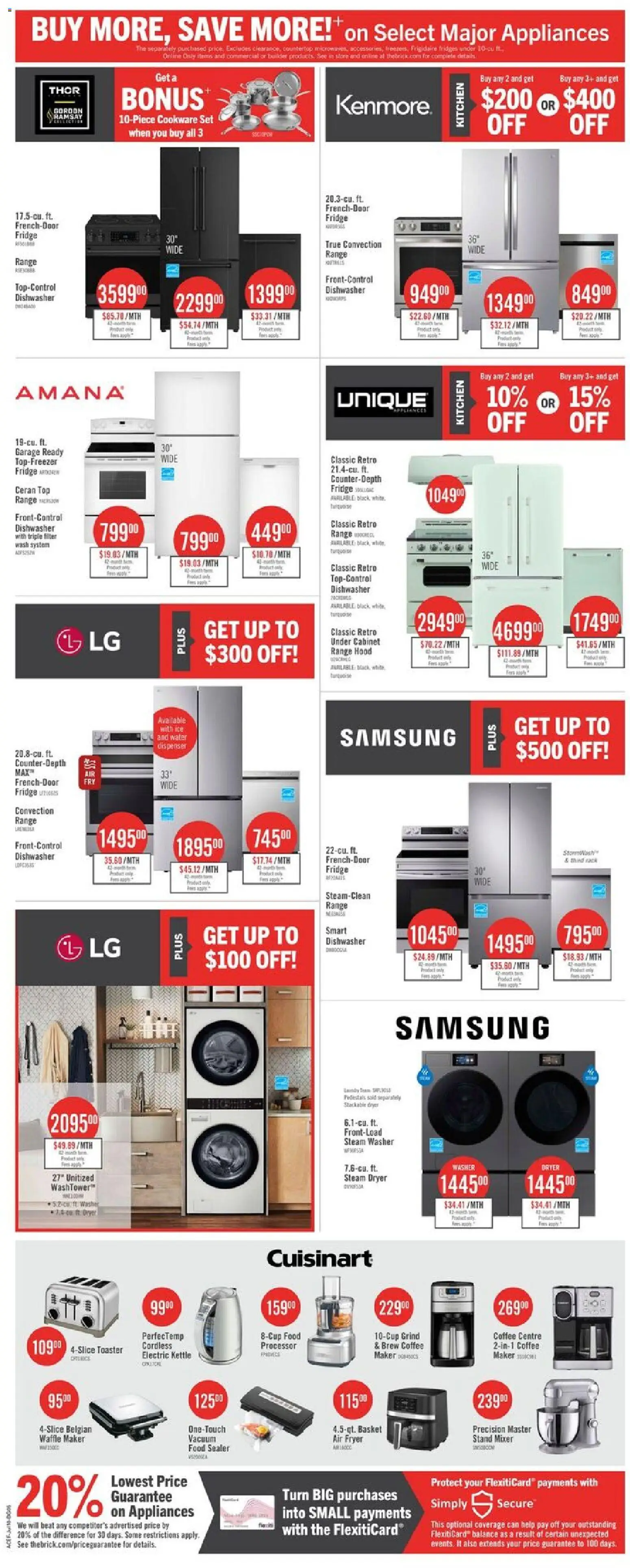 The Brick flyer valid from Jul 9, 2026 | Page: 6 | Products: Dishwasher, Mixer, Fryer, Cabinet