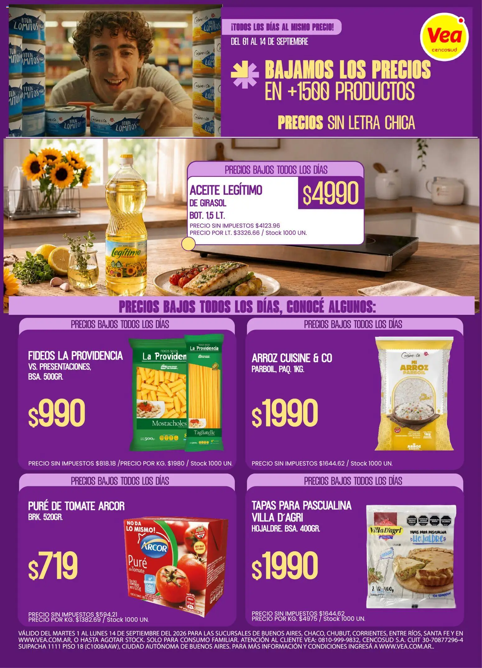 Vea - Ofertas │ válido desde el 01/09/2026 | Página: 1 | Productos: Aceite, Tomate, Pure de Tomate, Puré