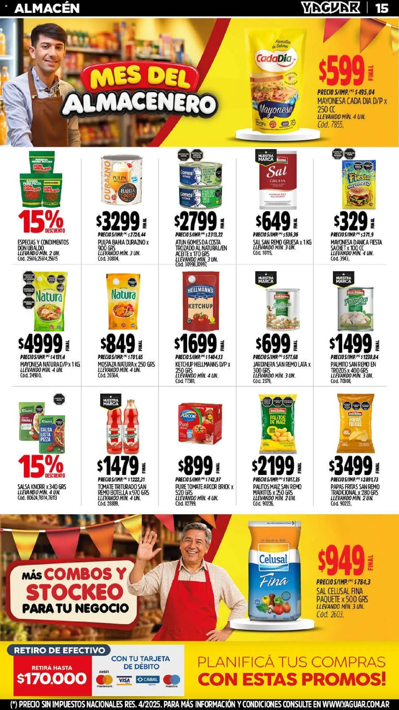 Yaguar - Oferta Semanal General Roca │ válido desde el 07/09/2026 | Página: 15 | Productos: Aceite, Atún, Papas, Pizza