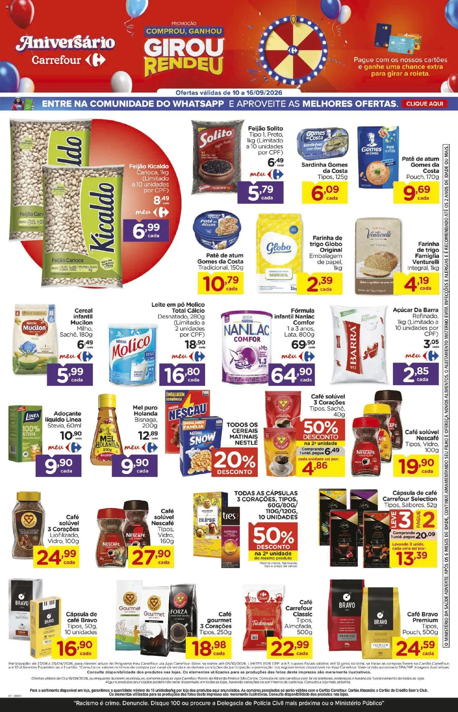 Carrefour Bairro Folheto - válido de 10/09/2026 | Página: 4 | Produtos: Feijão, Adoçante, Mucilon, Atum