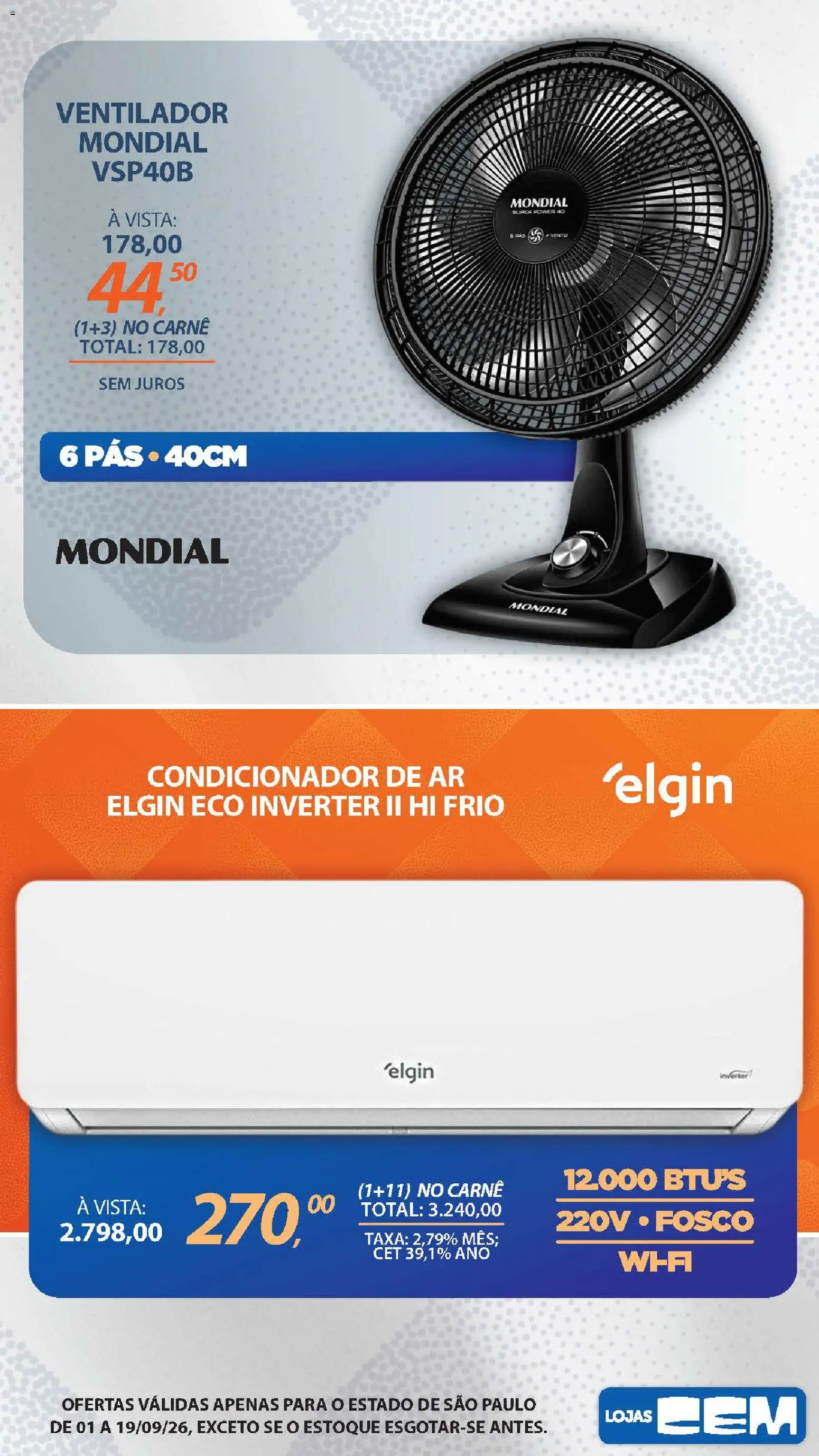 Lojas Cem Folheto - válido de 01/09/2026 | Página: 5 | Produtos: Ventilador, Condicionador, Carne