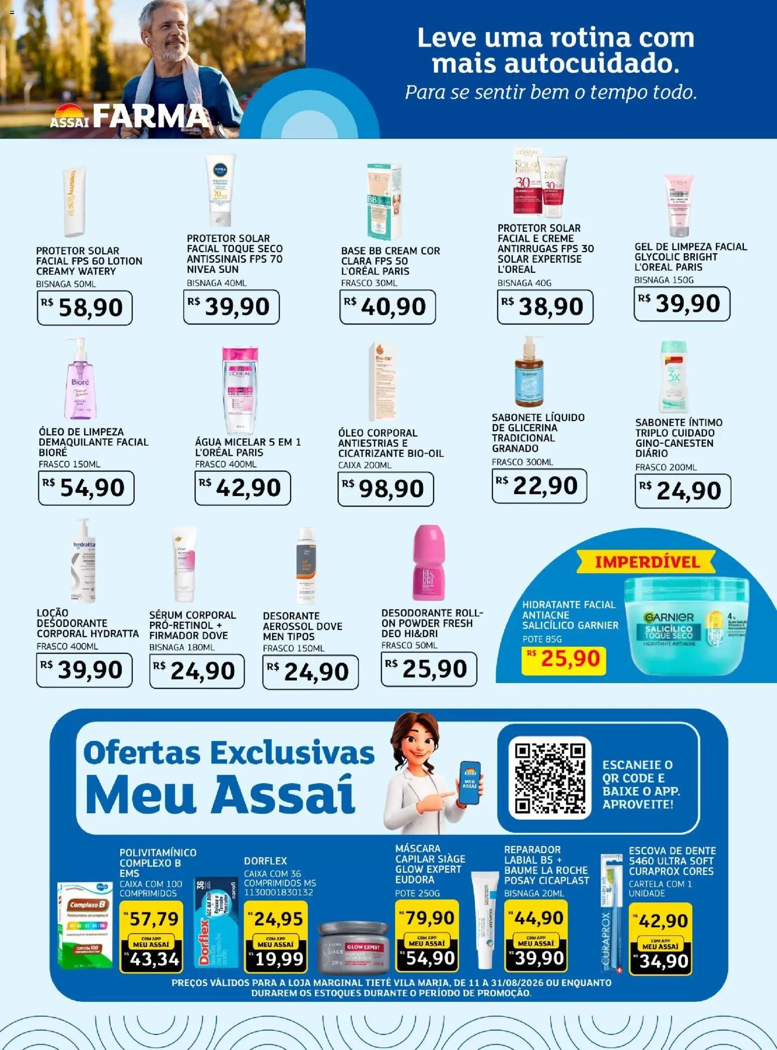 Assaí Atacadista Folheto - válido de 10/08/2026 | Página: 3 | Produtos: Escova, Água micelar, Óleo, Sabonete