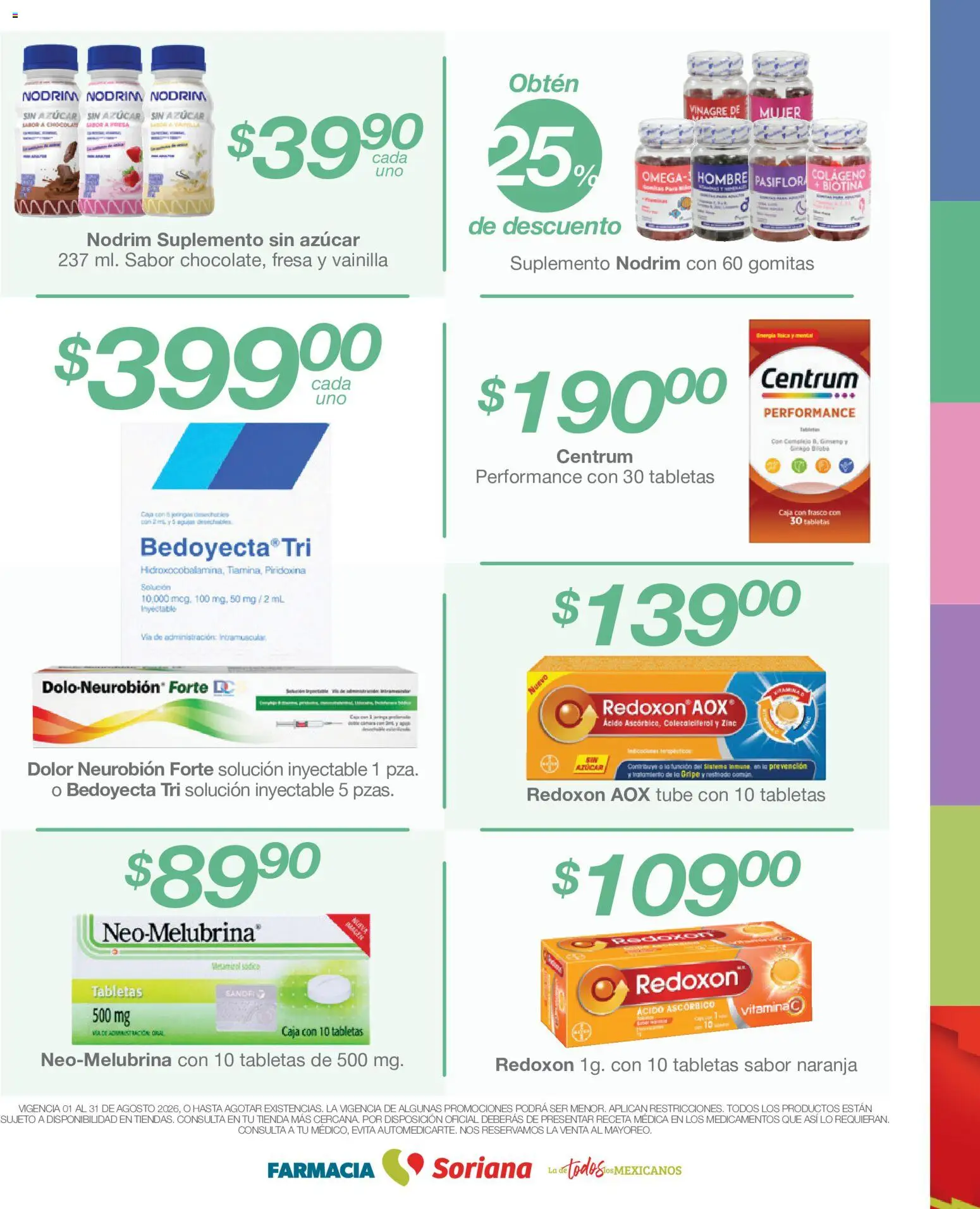 Nuevas ofertas de Soriana válidas en toda la República Mexicana desde el 01/08/2026. ¡Encuentra las mejores ofertas en Soriana Folleto Farmacia Soriana Híper Nacional! | Página: 3 | Productos: Fresa, Vinagre, Caja, Gomitas