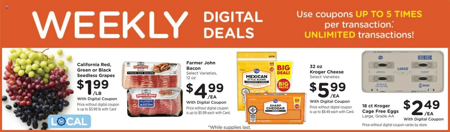 Ralphs Weekly Ad - valid from 08/12/2026 | Page: 2 | Products: Cheese, Bacon, Grapes, Seedless grapes