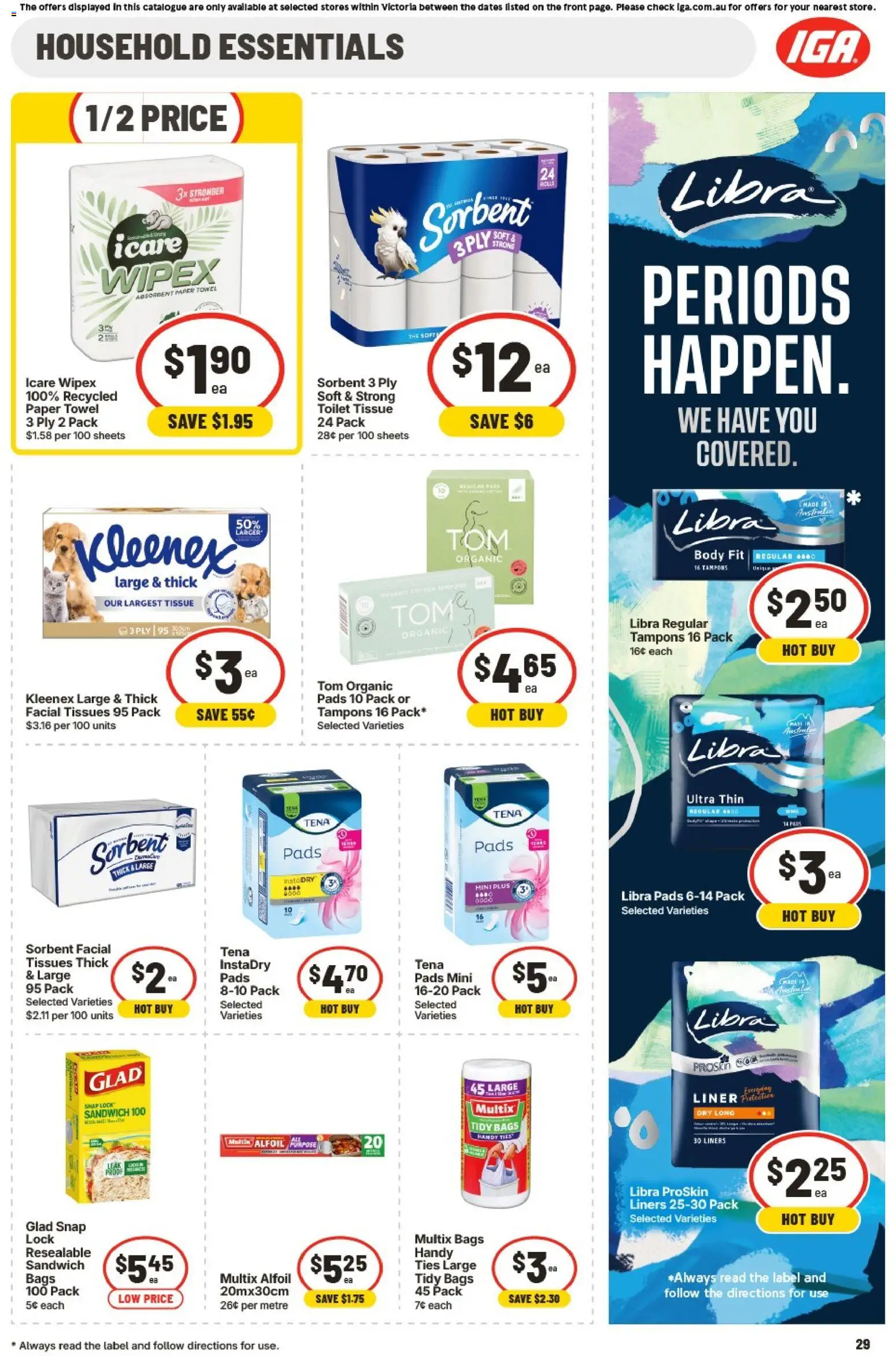 IGA catalogue - valid from 01/07/2026 | Page: 28 | Products: Toilet, Household, Tampons, Tissues