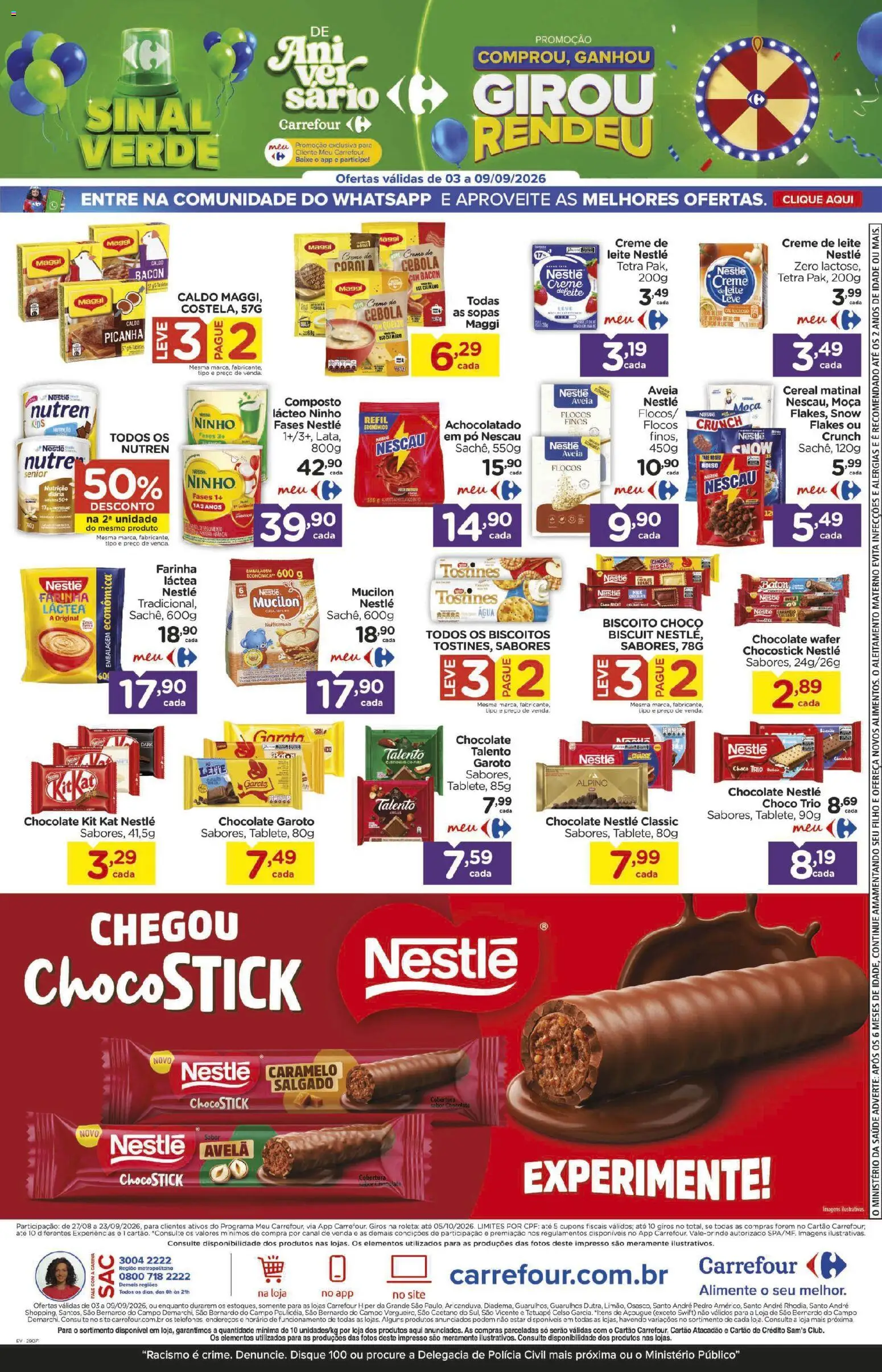 Carrefour Folheto - válido de 03/09/2026 | Página: 6 | Produtos: Cebola, Chocolate, Kit Kat, Mucilon