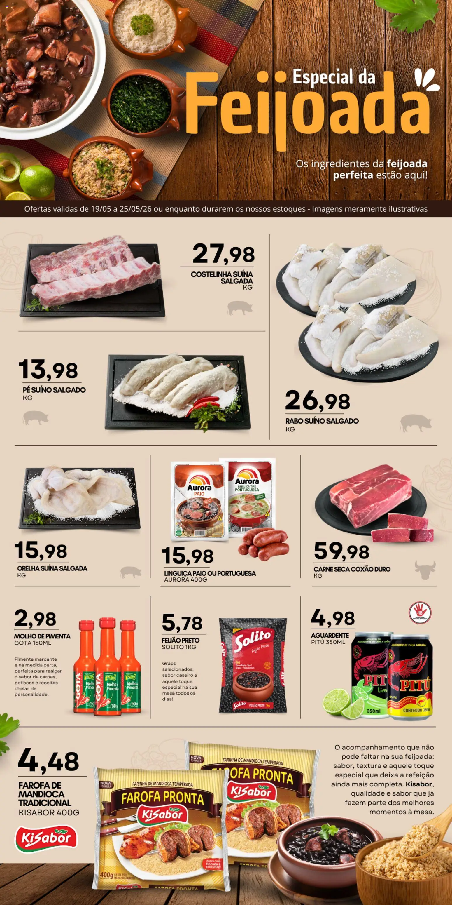 Mercadão Atacadista Folheto - válido de 19.05.2026 | Página: 1 | Produtos: Feijão, Mandioca, Carne, Farofa