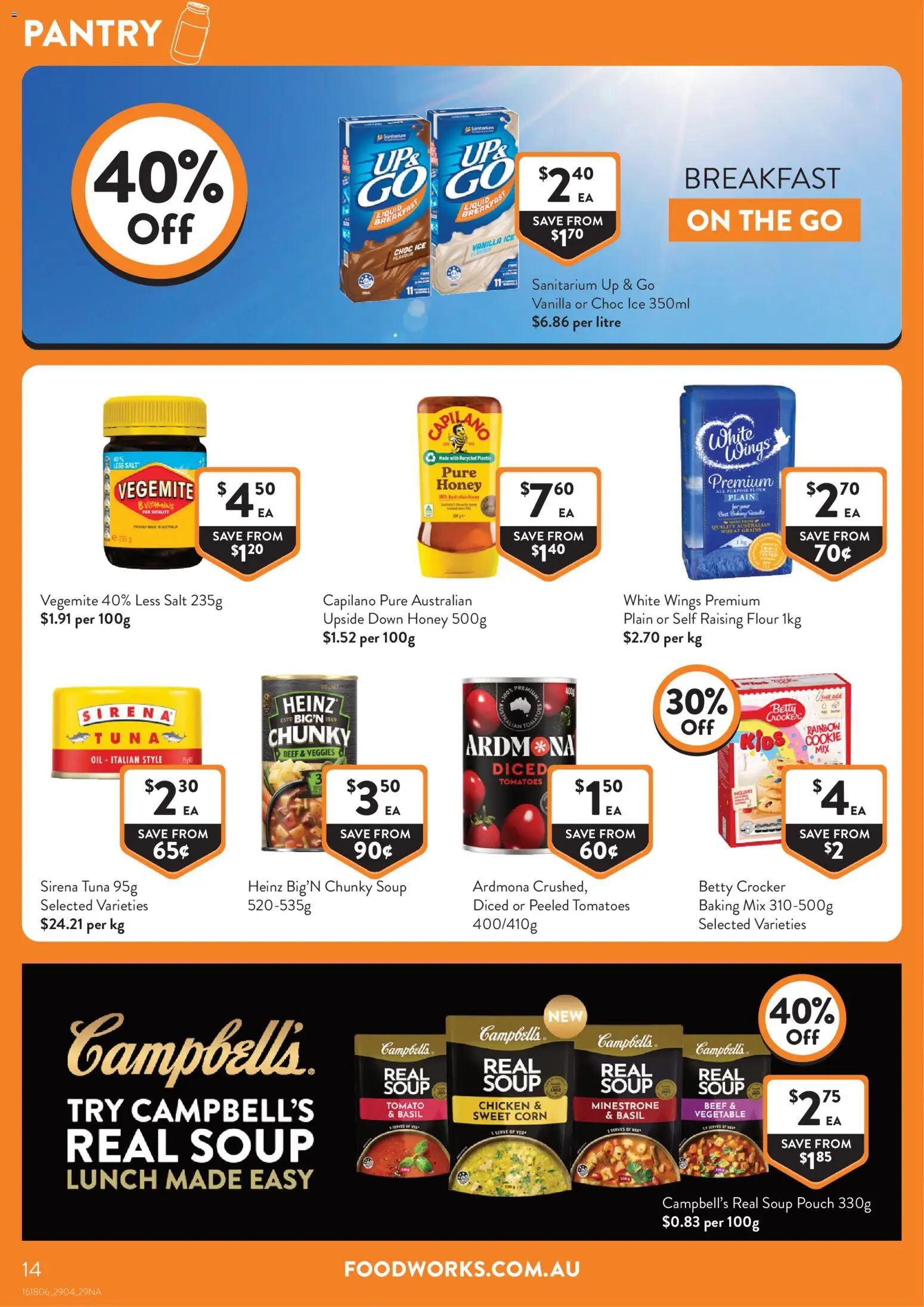 Foodworks catalogue - valid from 29.04.2026 | Page: 14 | Products: Flour, Honey, Beef, Soup