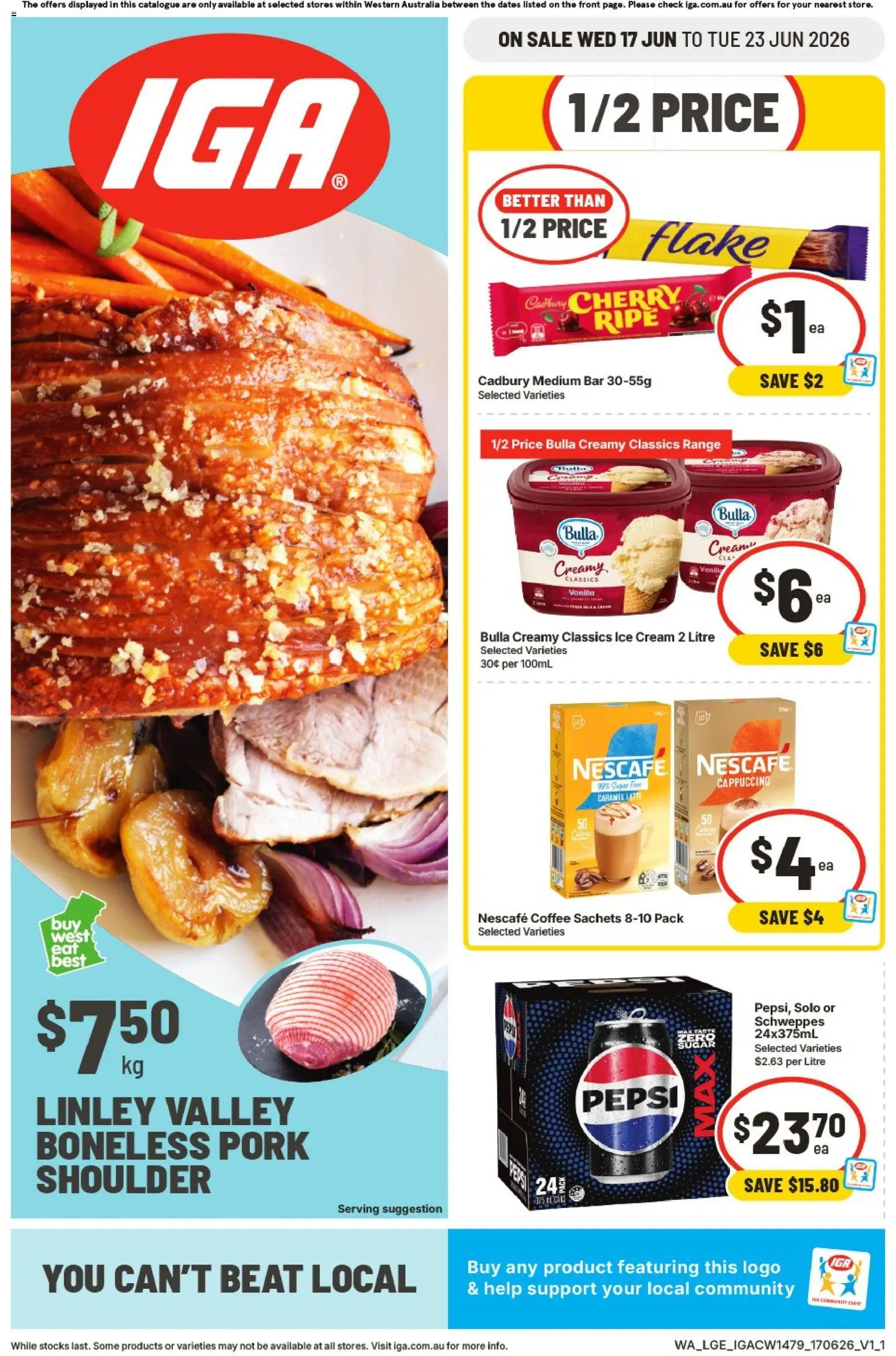 IGA catalogue - valid from 17.06.2026 | Page: 1 | Products: Pepsi, Ice cream, Sugar, Nescafe
