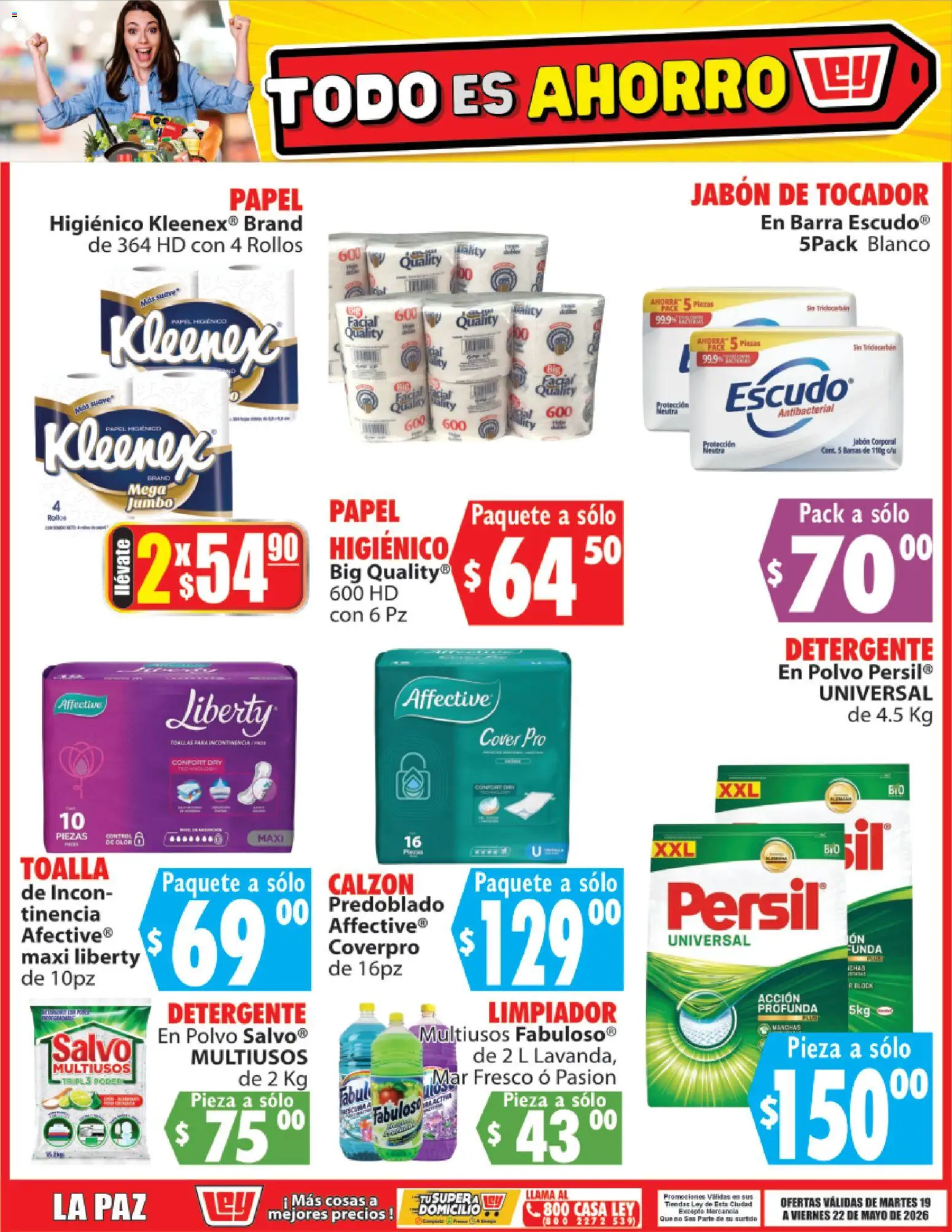 Nuevas ofertas de Casa Ley válidas en toda la República Mexicana desde el 19.05.2026. ¡Encuentra las mejores ofertas en Casa Ley folleto Todo es ahorro! | Página: 8 | Productos: Calzón, Funda, Barra, Toallas