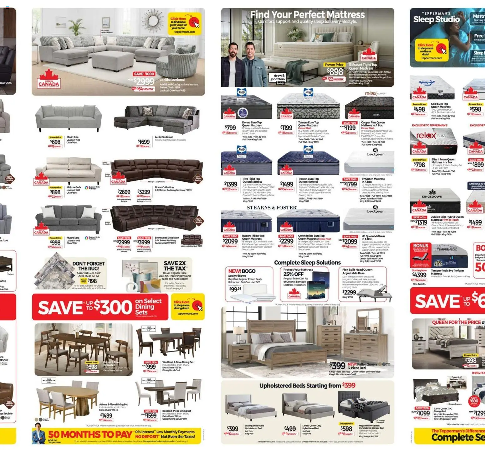 Tepperman's flyer valid from Aug 14, 2026 | Page: 2 | Products: Dining set, Mattress, Pillow, Table