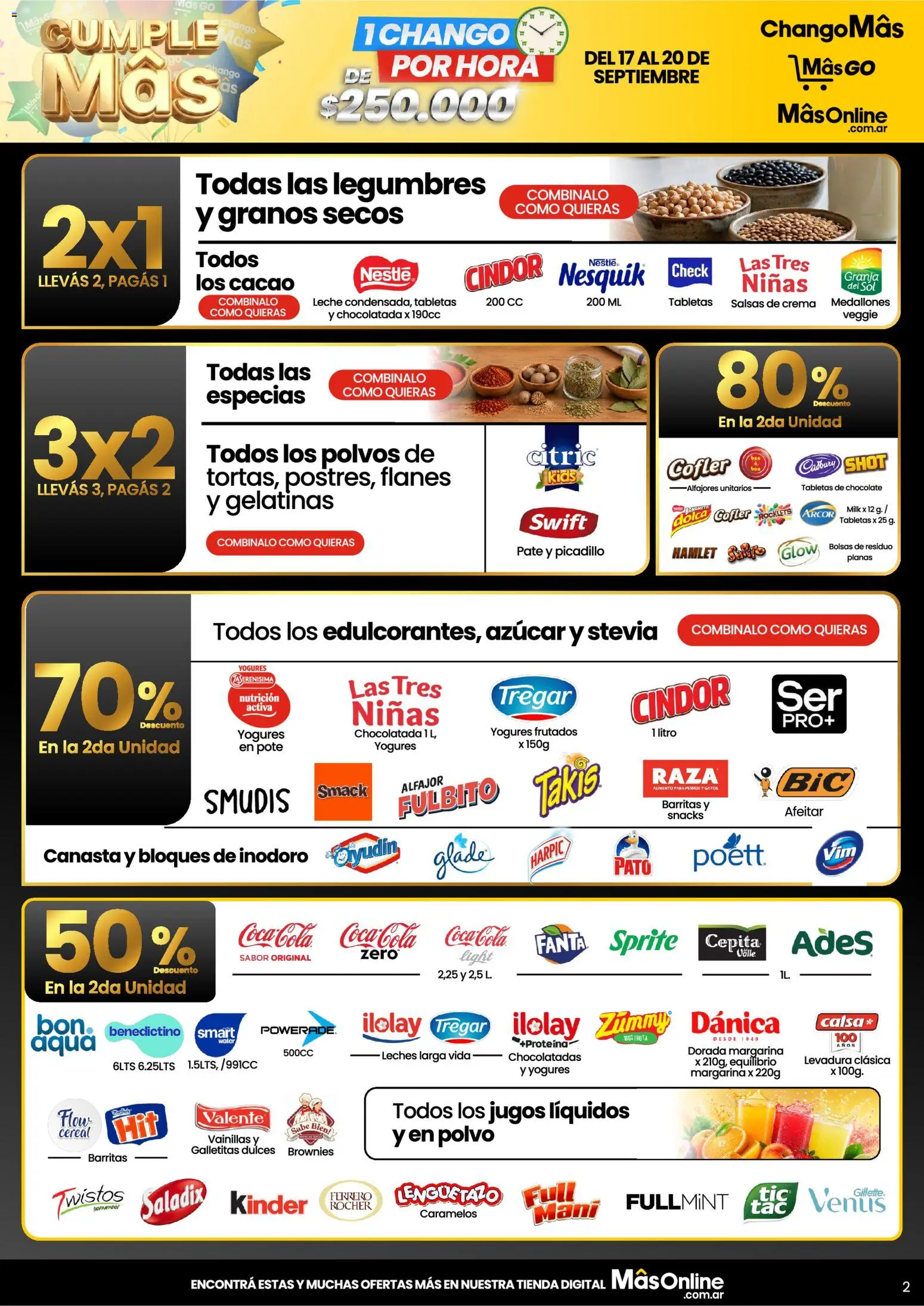 Changomas - Flash del 17 al 20 de Septiembre │ válido desde el 17/09/2026 | Página: 2 | Productos: Galletitas, Inodoro, Mani, Paté
