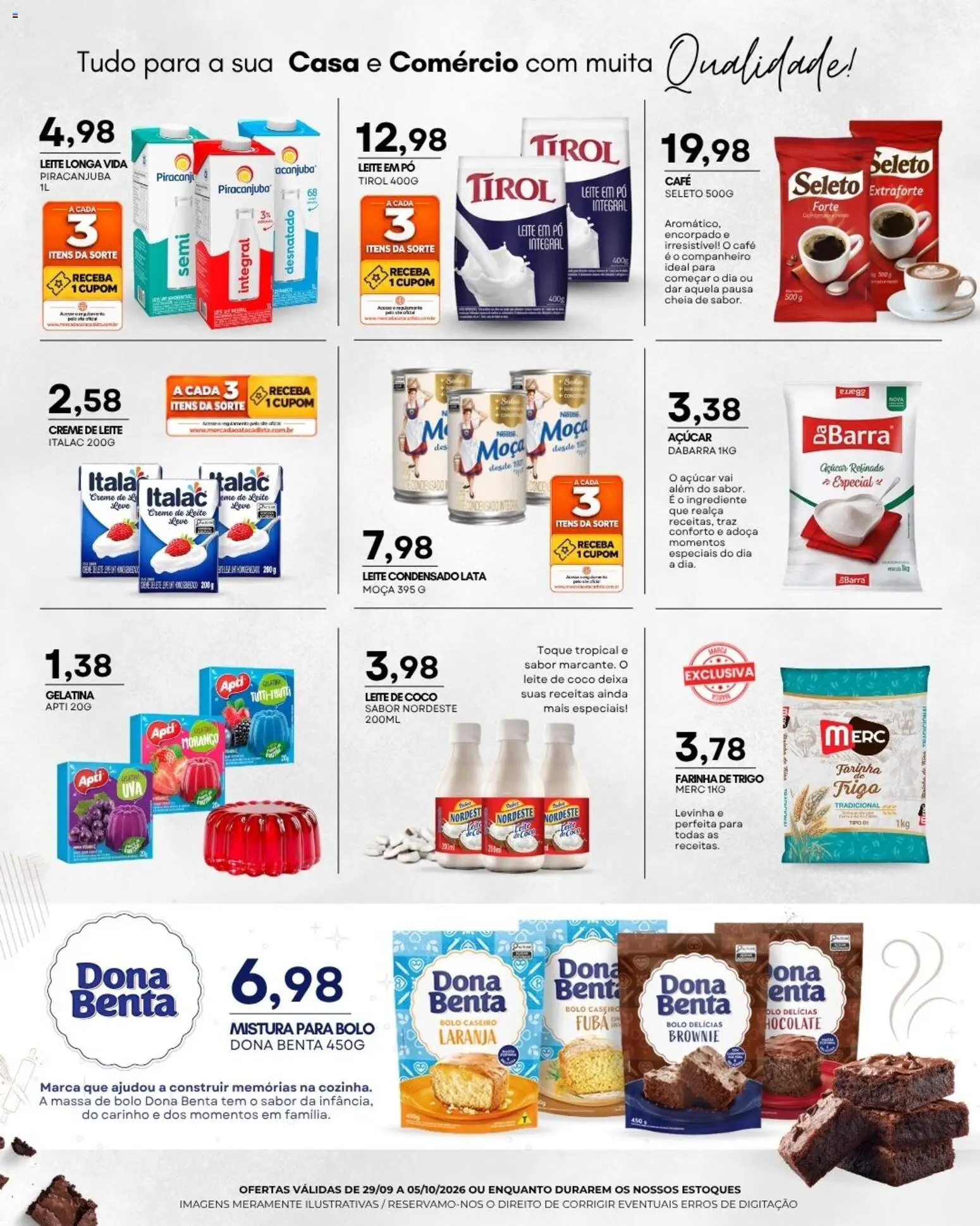 Mercadão Atacadista Folheto - válido de 29/09/2026 | Página: 8 | Produtos: Massa de bolo, Leite, Bolo, Leite condensado