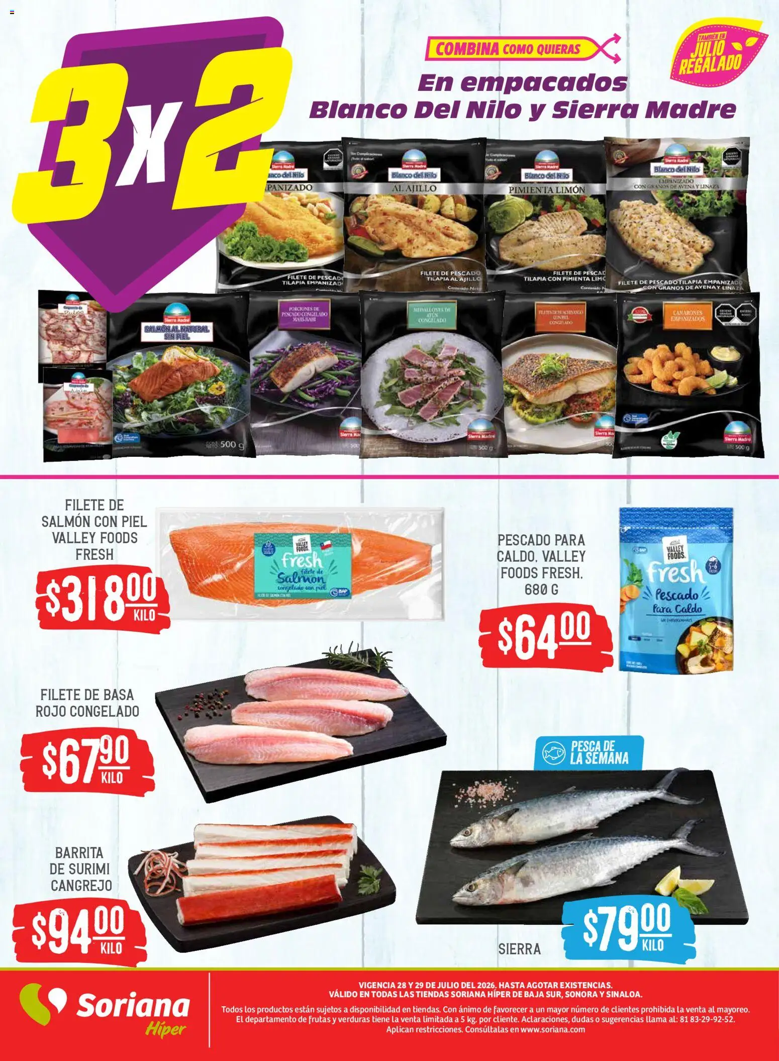 Nuevas ofertas de Soriana válidas en toda la República Mexicana desde el 28/07/2026. ¡Encuentra las mejores ofertas en Soriana Martes y Miércoles del Campo Híper: BCS, Son y Sin! | Página: 5 | Productos: Pimienta, Limón, Sierra