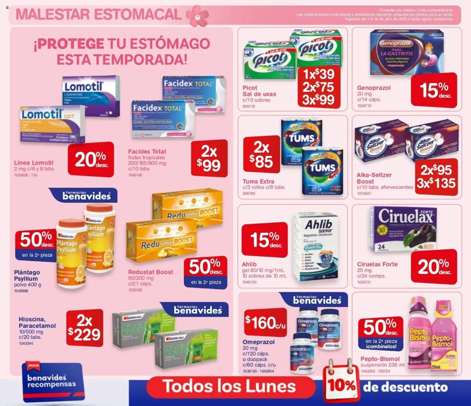 Nuevas ofertas de Farmacia Benavides válidas en toda la República Mexicana desde el 01.04.2026. ¡Encuentra las mejores ofertas en Farmacia Benavides catálogo! | Página: 2 | Productos: Sal, Antiácido, Polvo