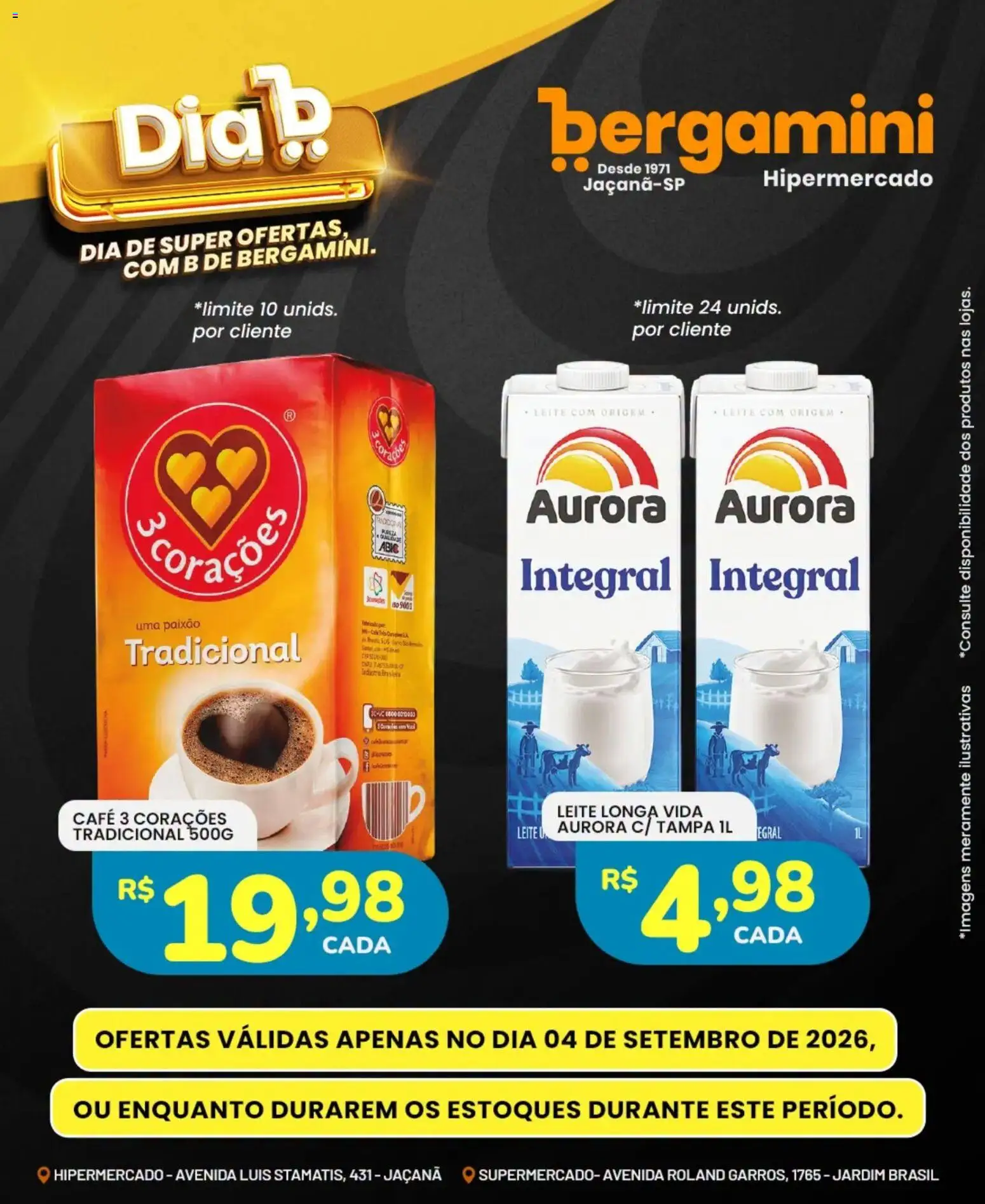 Supermercado Bergamini Folheto - válido de 04/09/2026 | Página: 7 | Produtos: Leite longa vida, Leite, Café