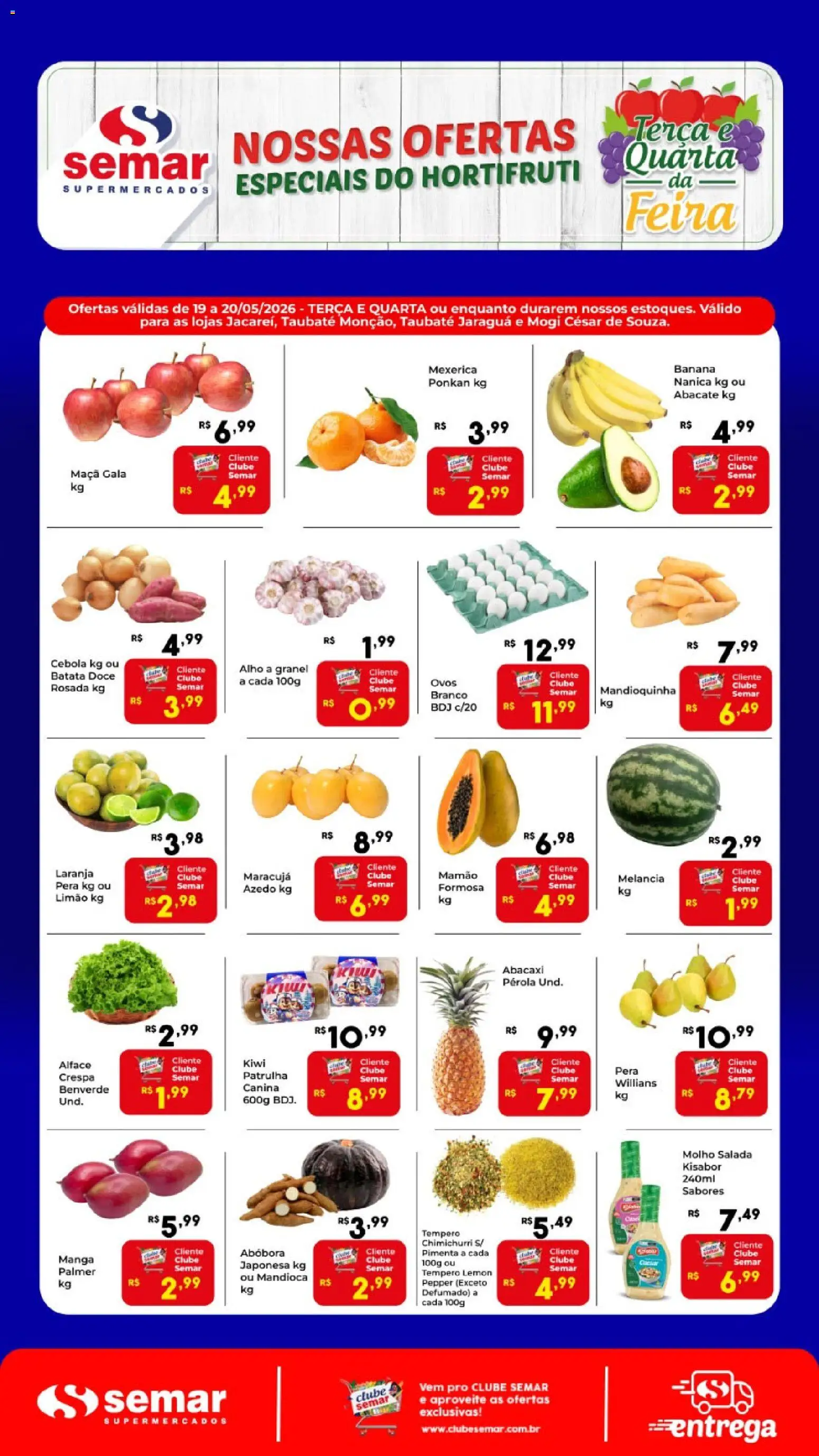Semar Supermercado Folheto - válido de 19.05.2026 | Página: 1 | Produtos: Melancia, Cebola, Ovos, Salada