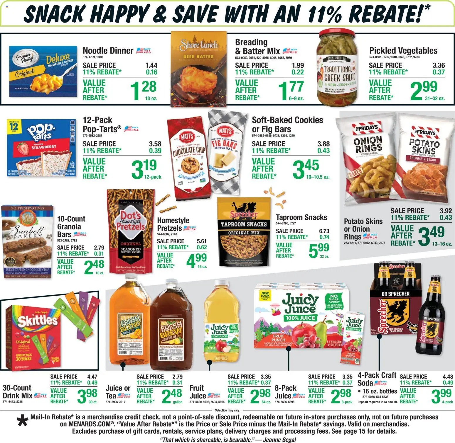 Menards Weekly Ad - valid from 16.04.2026 | Page: 20 | Products: Corn, Juice, Beer, Chocolate Chip