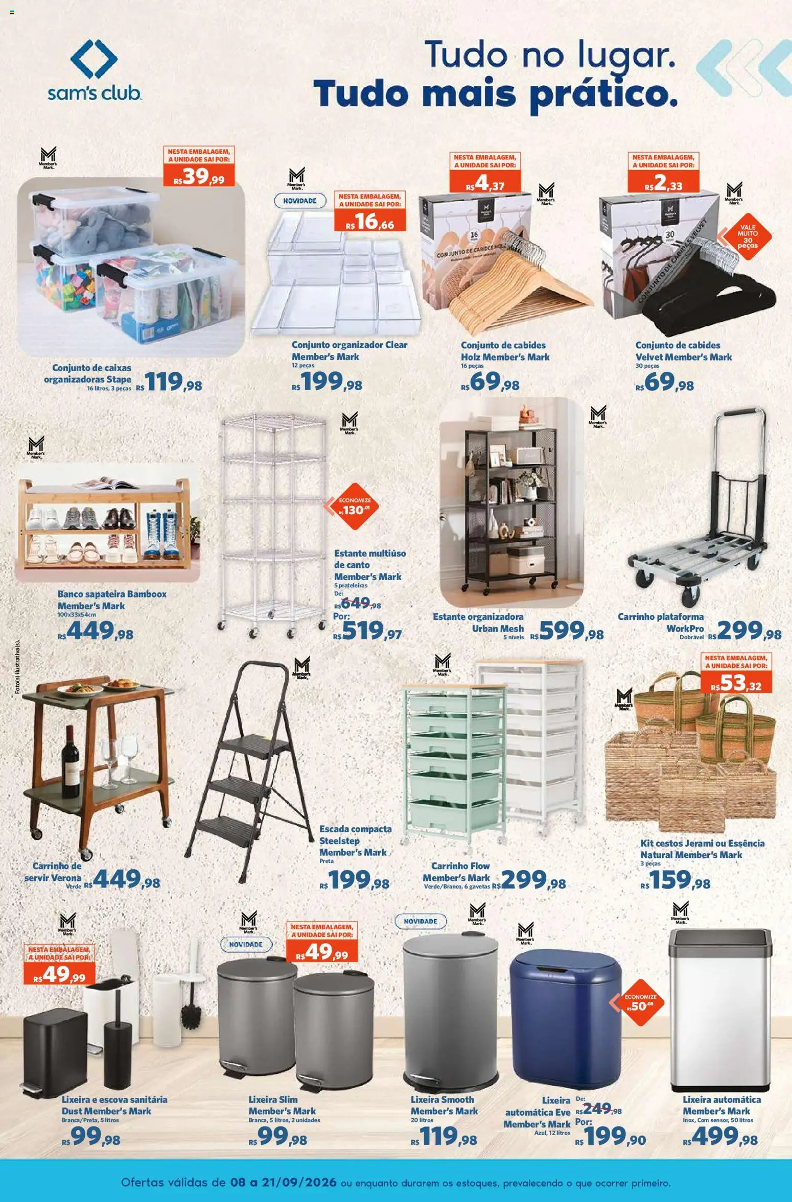 Sam's Club Folheto - válido de 08/09/2026 | Página: 9 | Produtos: Escova, Estante, Lixeira, Escova sanitária