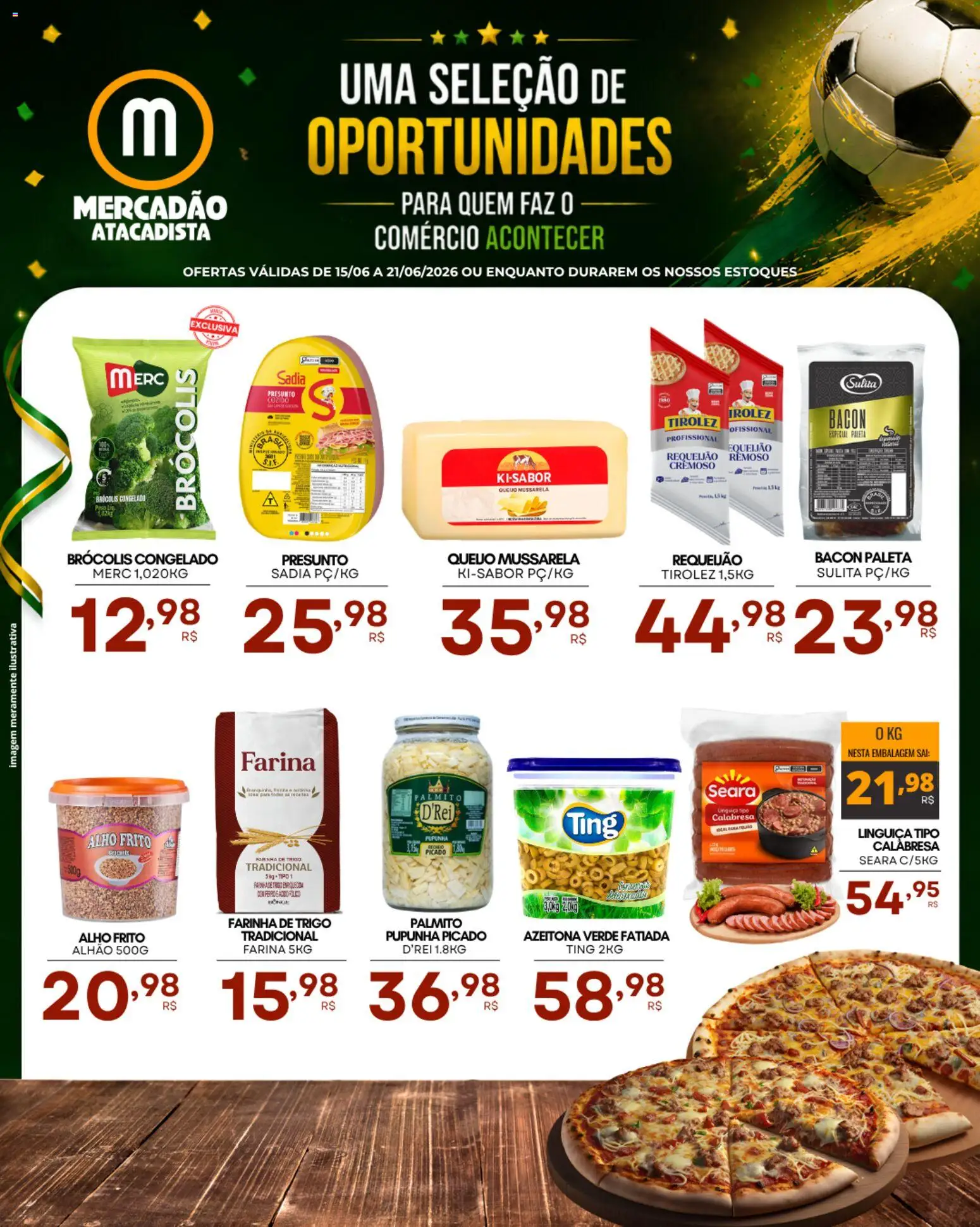 Mercadão Atacadista Folheto - válido de 15.06.2026 | Página: 1 | Produtos: Pupunha, Alho, Linguiça, Queijo
