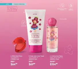 Vista previa de B. Body Lotion Avon Topsy, 150 ml; Edad: +3 (208523) 5 pts, nuevo folleto de la tienda, válido en México a partir del 08.05.2026 | Página: 156 | Productos: Fresa, Brillo, Glitter, Body