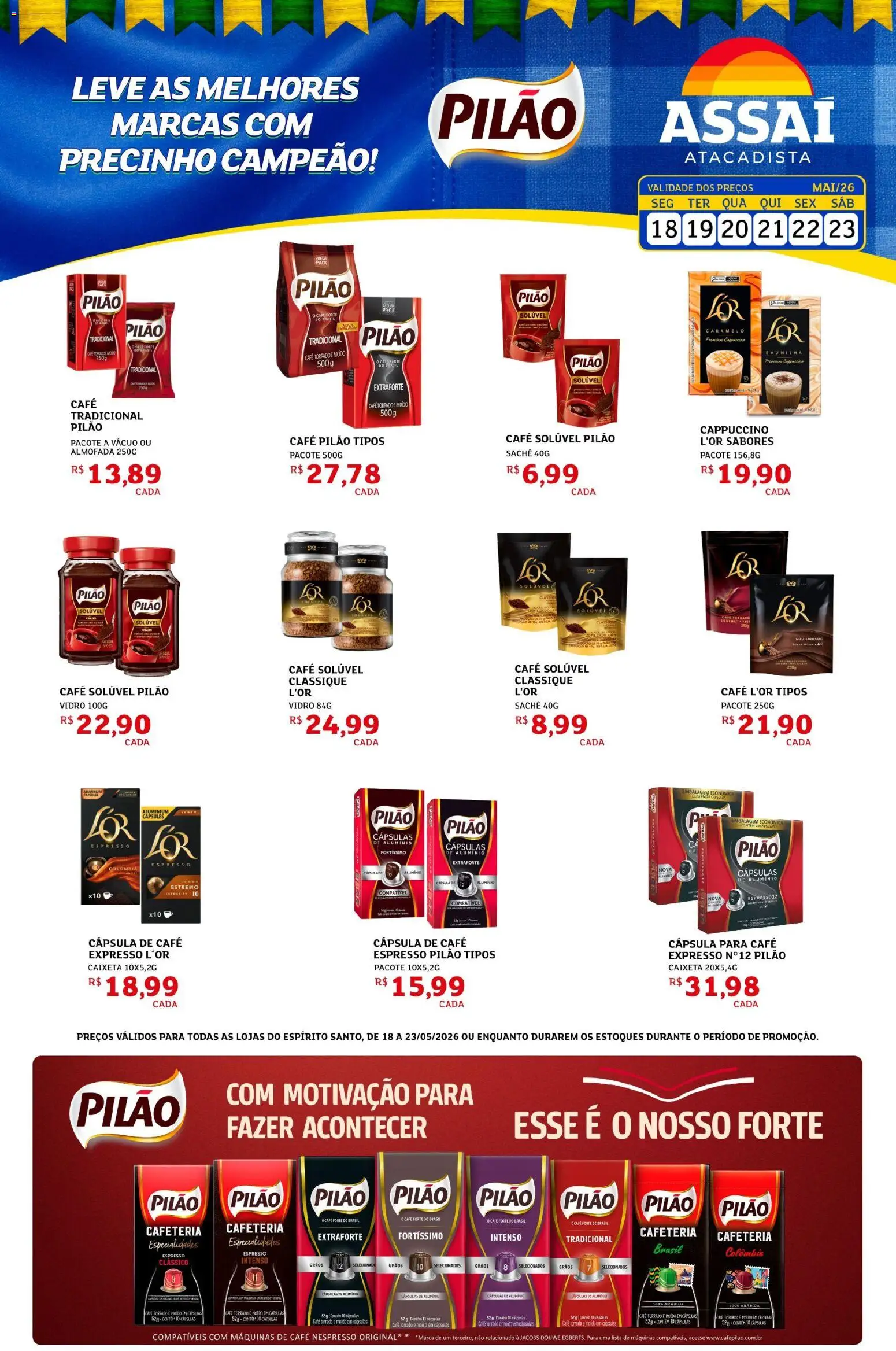 Assaí Atacadista Folheto - válido de 18.05.2026 | Página: 1 | Produtos: Cápsula de café, Café, Café pilão, Café solúvel