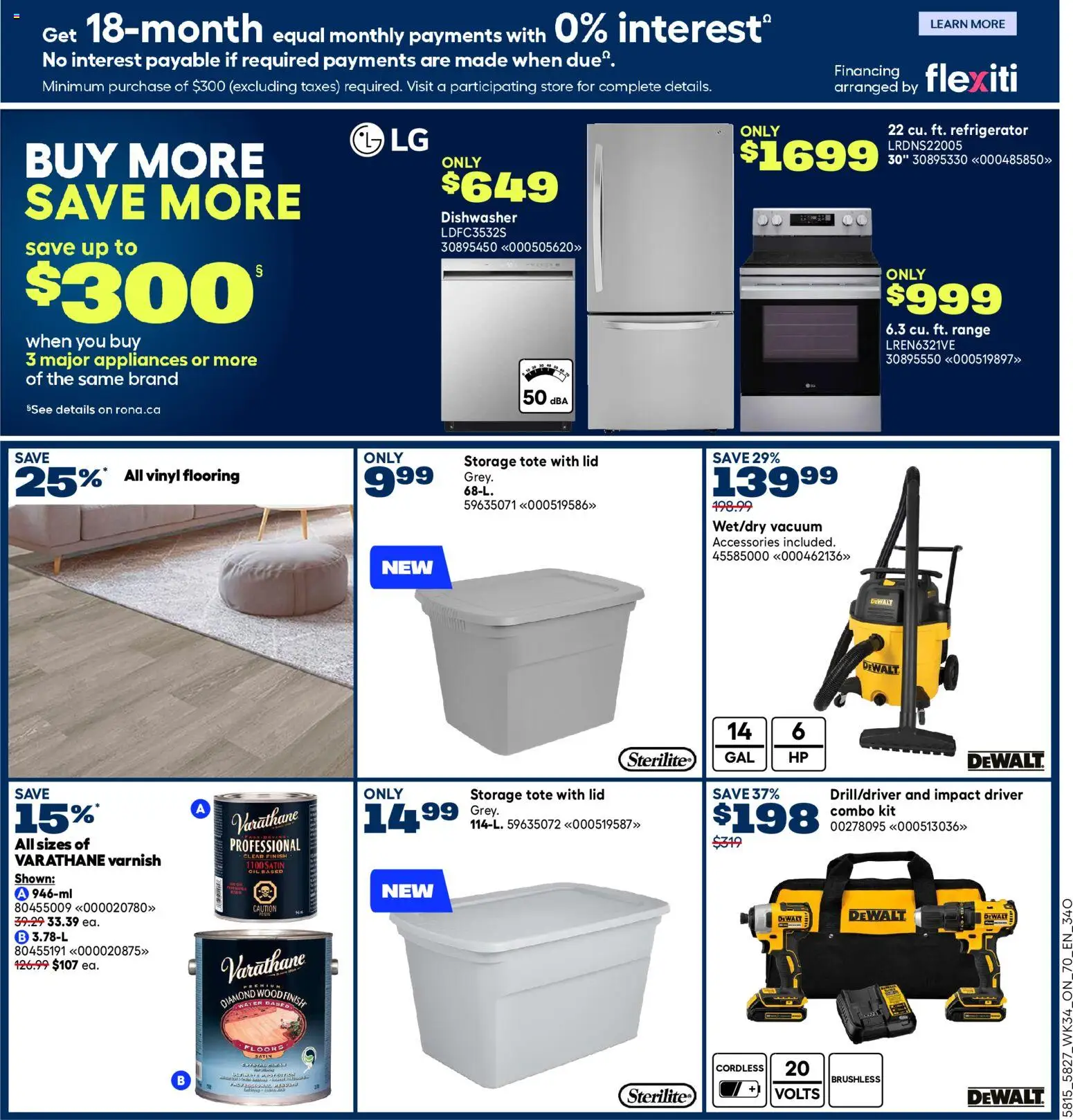 Rona flyer valid from Sep 17, 2026 | Page: 3 | Products: Water, Refrigerator, Dishwasher, Oil