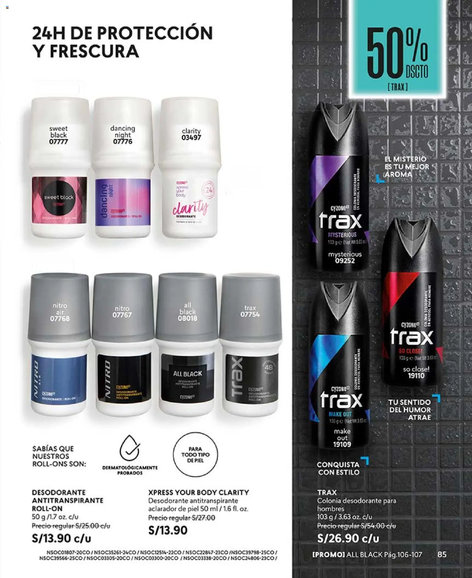 Catálogo CyZone válido desde 14/03/2026 | Página: 85 | Productos: Desodorante, Antitranspirante