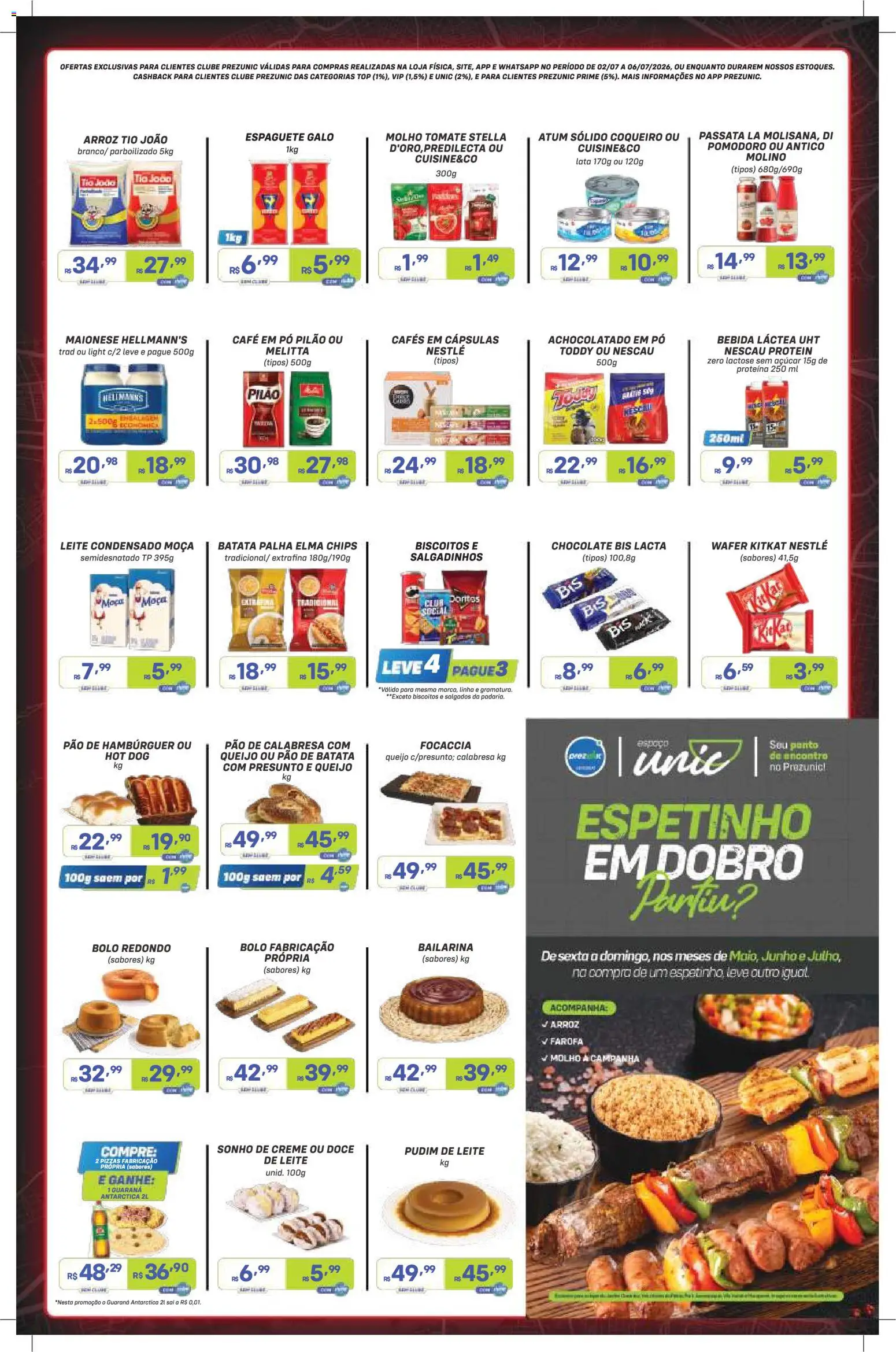 Prezunic Folheto - válido de 02/07/2026 | Página: 3 | Produtos: Guaraná, Presunto, Arroz, Bebida
