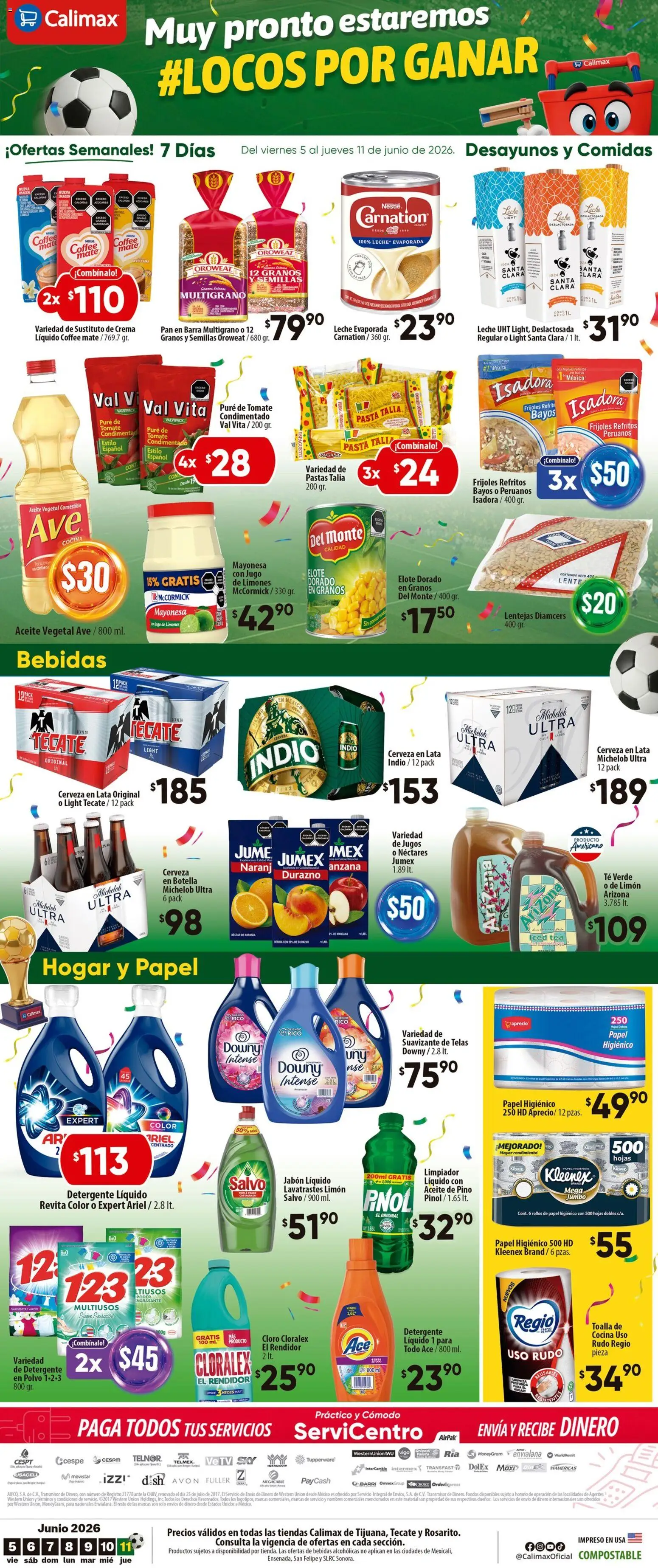 Nuevas ofertas de Calimax válidas en toda la República Mexicana desde el 05.06.2026. ¡Encuentra las mejores ofertas en Calimax folleto Tijuana! | Página: 2 | Productos: Crema, Leche, Pan, Toalla