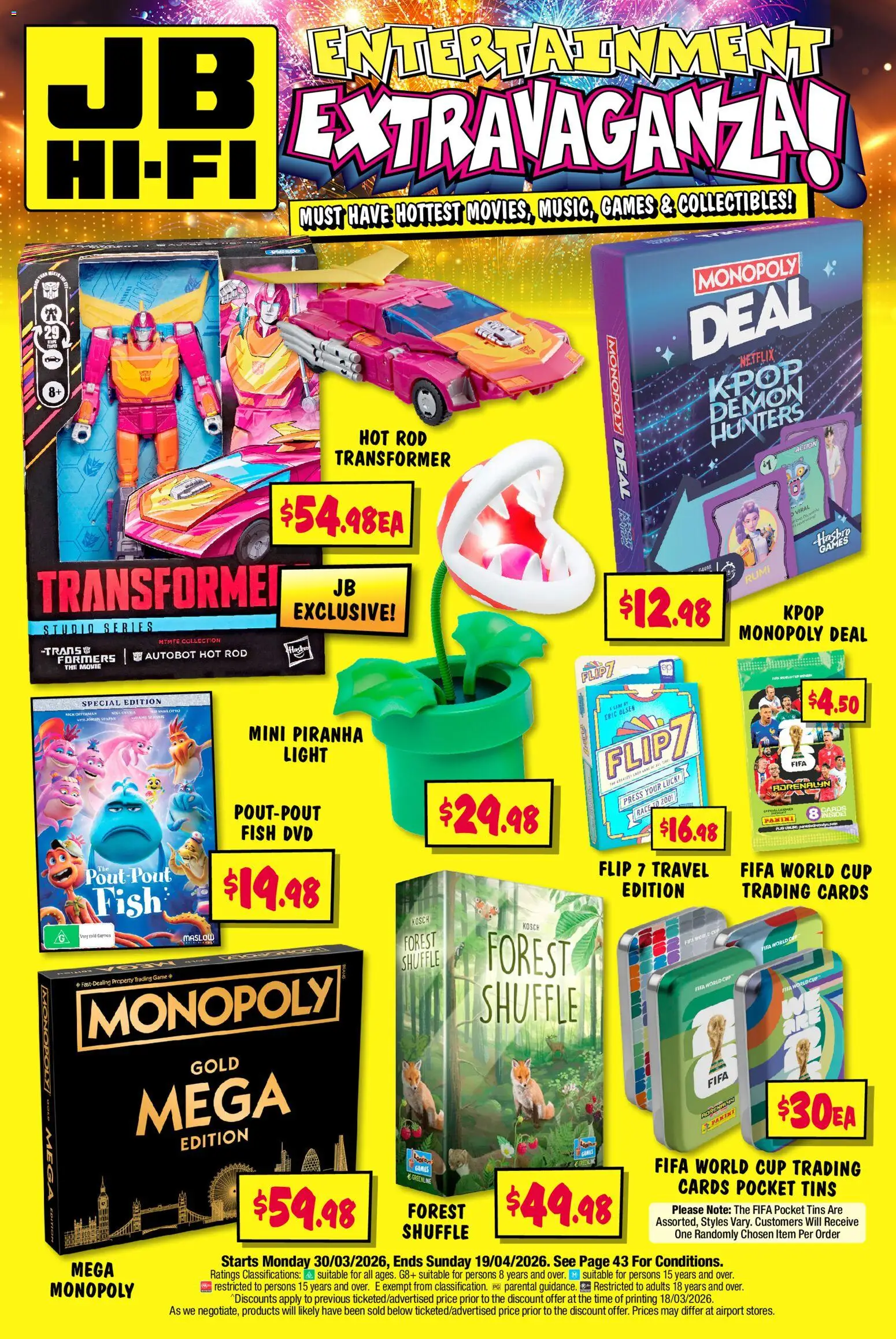 JB Hi-Fi catalogue - valid from 30/03/2026 | Page: 1 | Products: Fish, Game, Transformer, Press