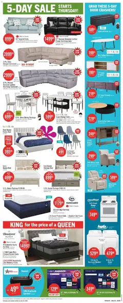Preview of The Brick weekly flyer / circulaire from shop The Brick valid from Jul 30, 2026 | Page: 2 | Products: Tv, Speaker, Mattress, Coffee