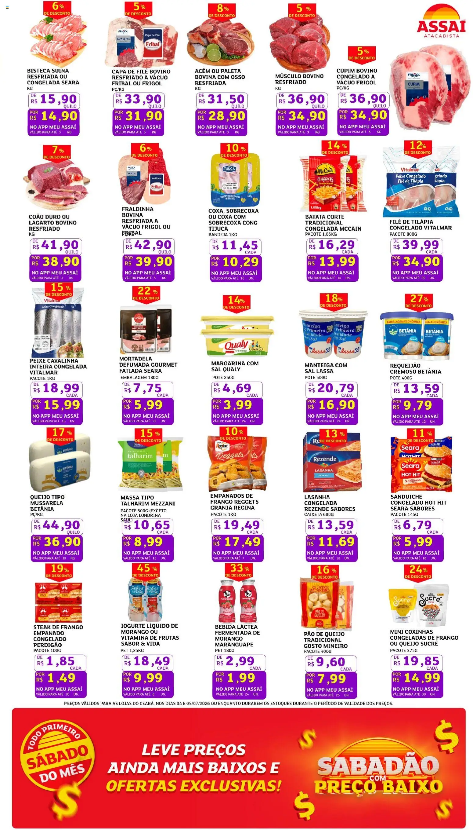 Assaí Atacadista Folheto - válido de 04/07/2026 | Página: 3 | Produtos: Iogurte, Pão, Batata, Pão de queijo